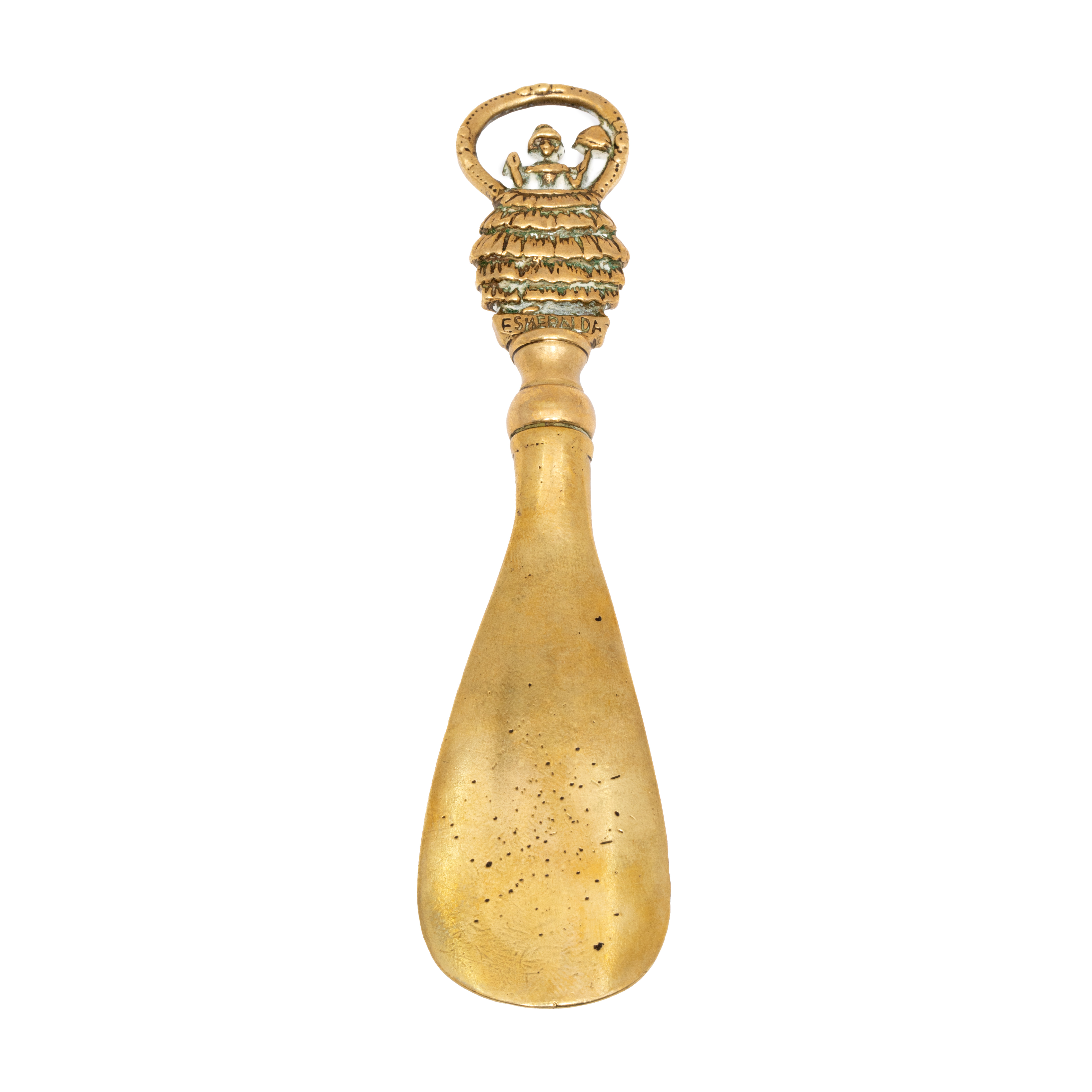 Gilded bronze shoe horn, belonged to Maria Tănase, comes from the family collection, accompanied by documentary evidence
