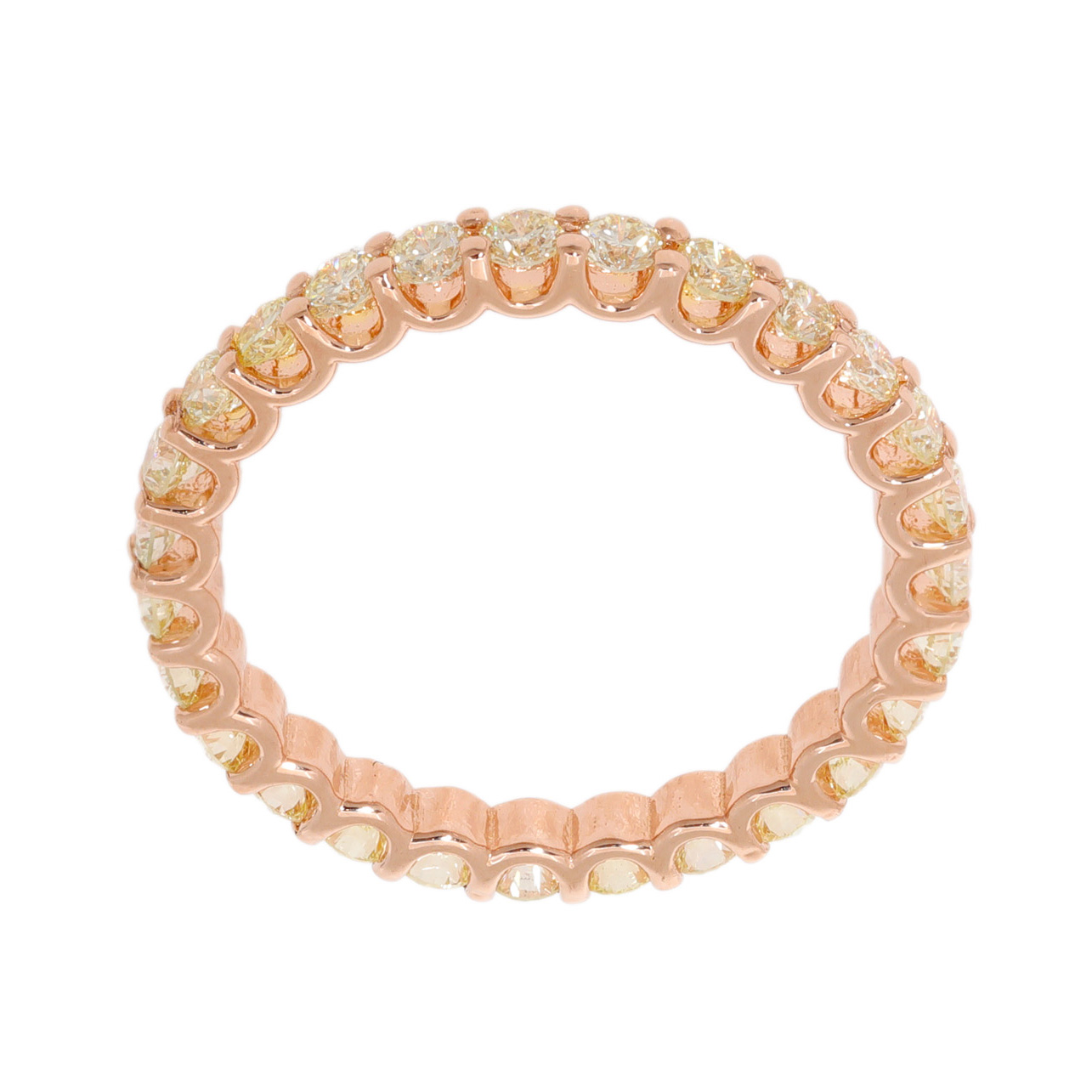 Pink gold ring, decorated with yellow diamonds, accompanied by AIG certificate