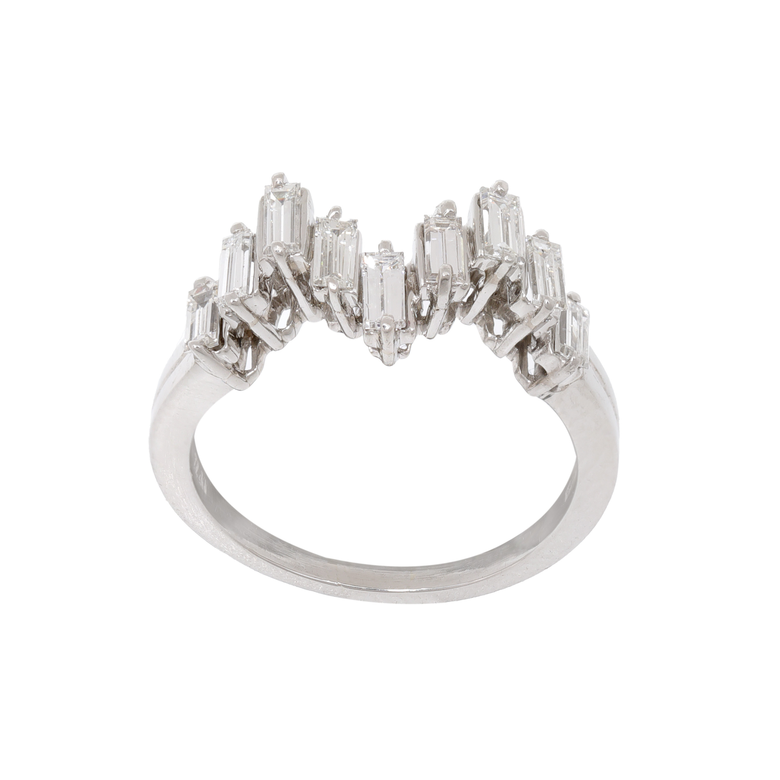 Platinum ring, decorated with baguette diamonds