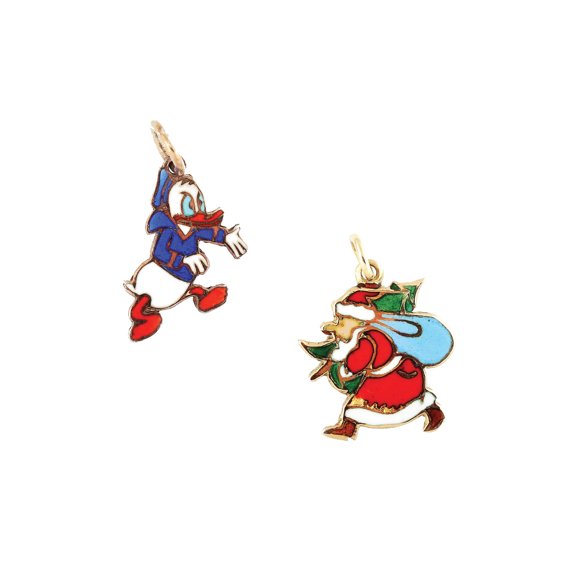 Gold and silver children’s pendants, decorated with enamel