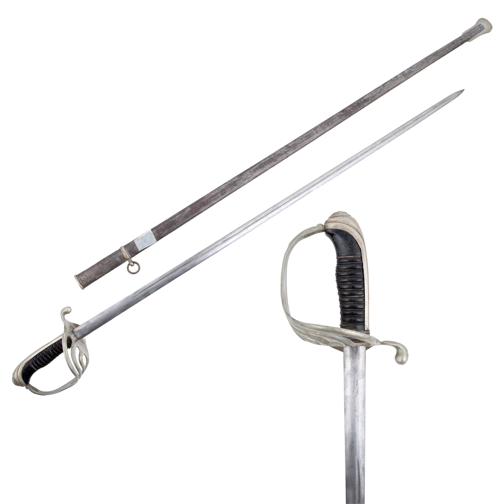 Sabie de ofițer de infanterie, cu teacă, model 1882, Franța, folosită de ofițerii francezi veniți în România în cadrul Misiunii militare franceze în 1917-1918, în Primul Război Mondial