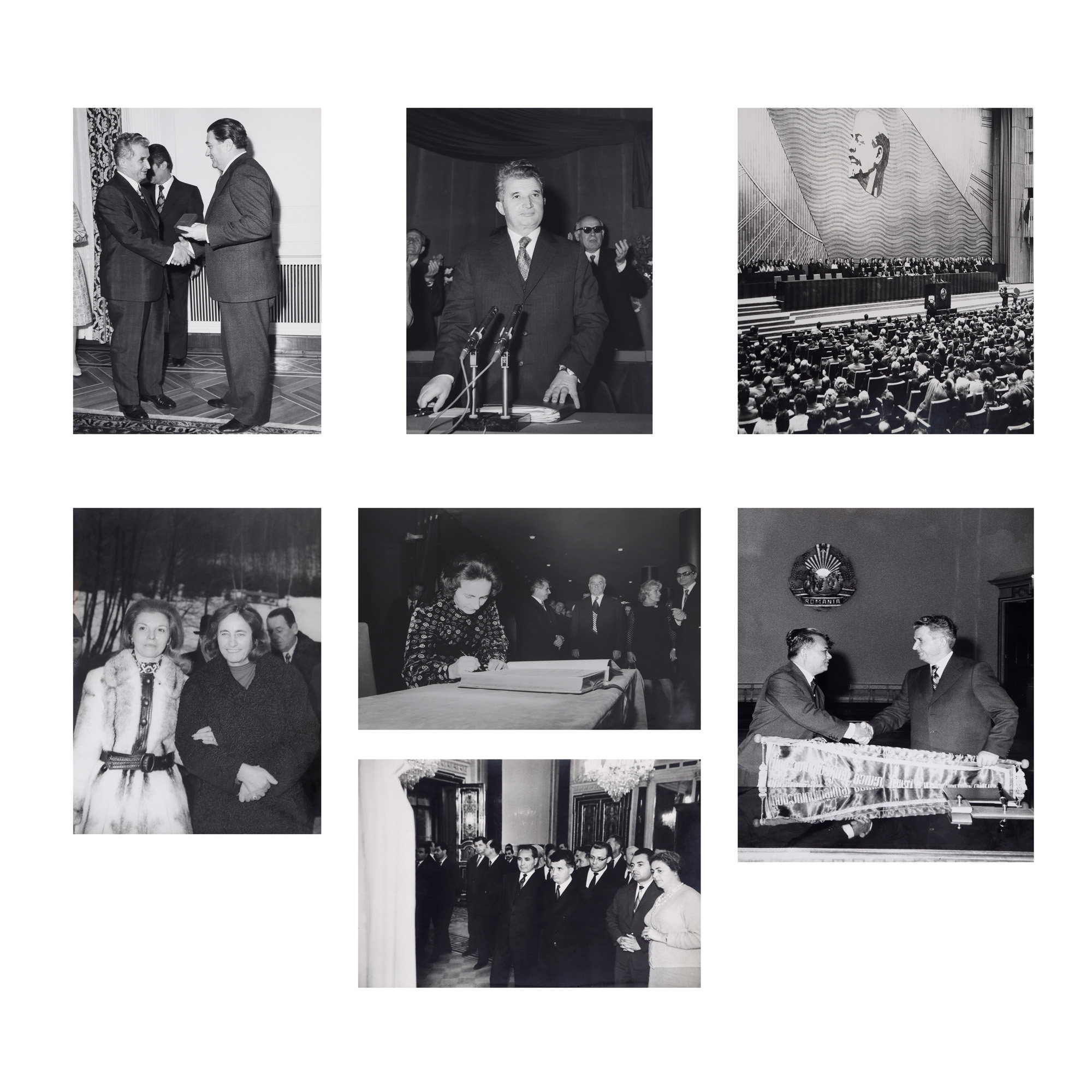 Lot consisting of seven photos, Nicolae and Elena Ceaușescu, Emilia and George Macovescu, Radu Beligan, Ion Gheorghe Maurer, originating from the archive of former Foreign Minister George Macovescu