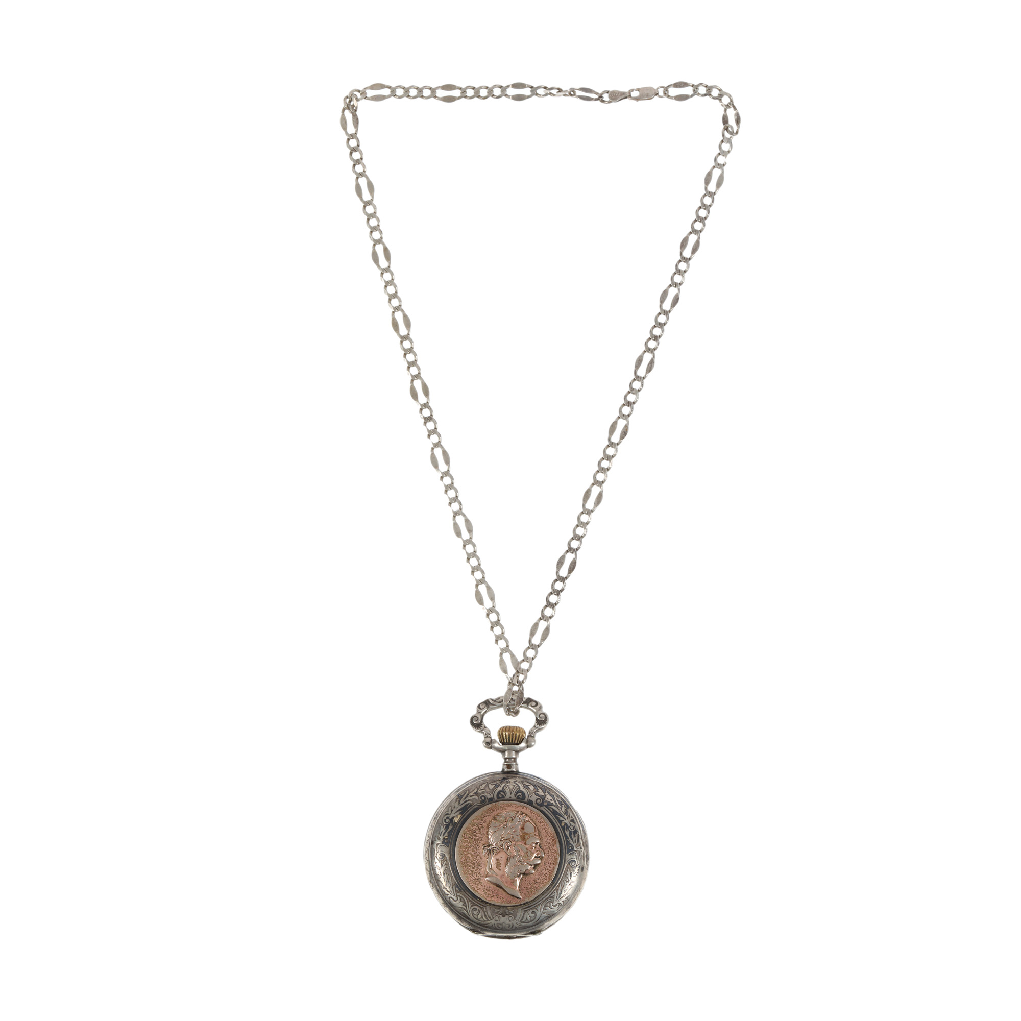 Pocket watch, decorated with the effigy of Emperor Franz Joseph of the Austro-Hungarian Empire, start of the 20th century