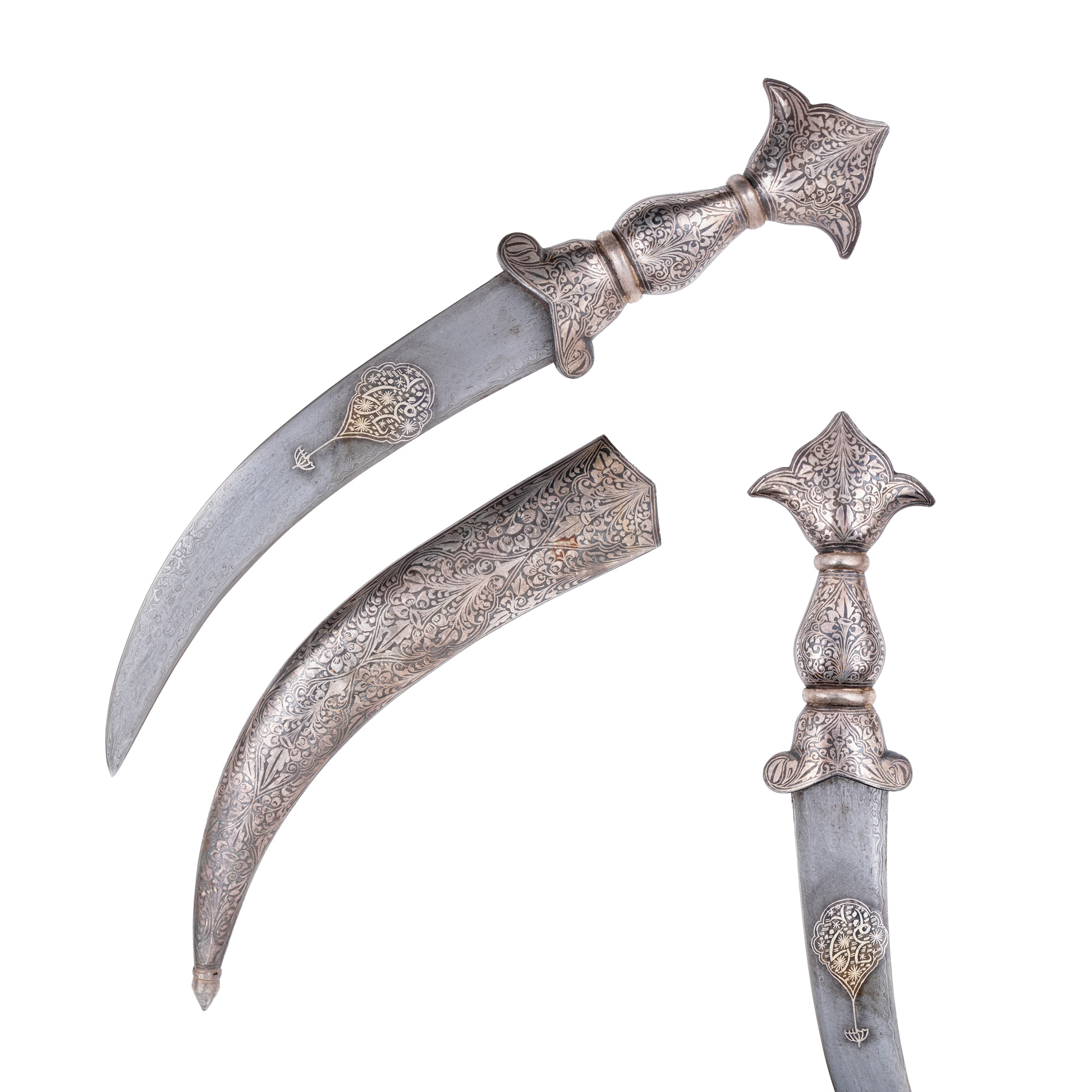 Khanjar Dagger, with sheath, inlaid with silver, beginning of the 20th century