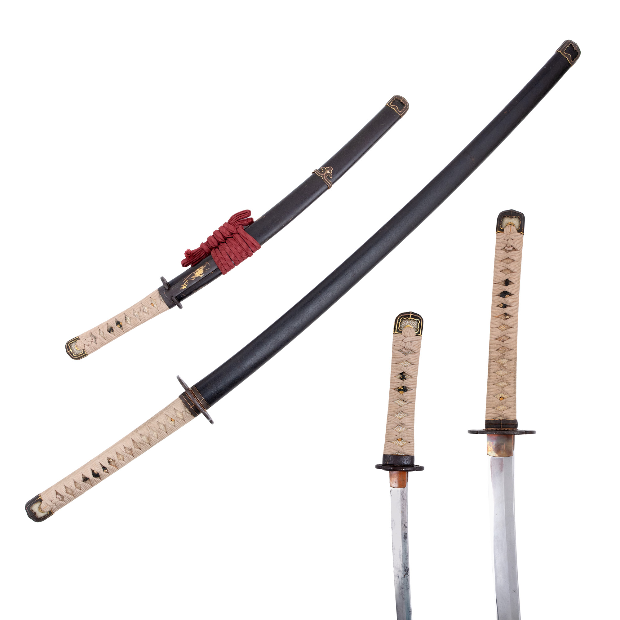 Impresionant daishō (set) format din Katana și Wakizashi, semnate de fierar, Japonia, perioada Edo, sec. XIX