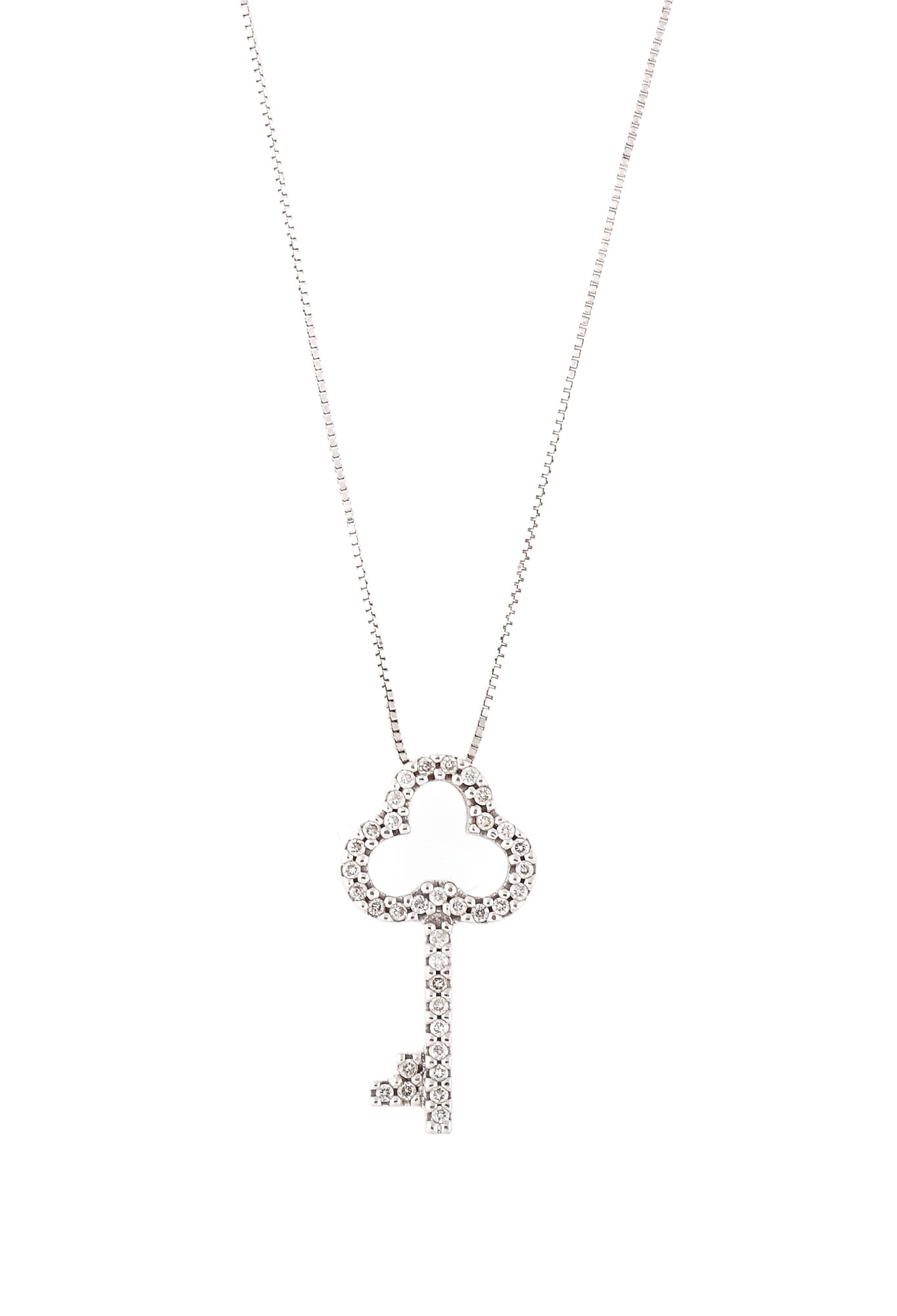 Chain with gold key pendant, decorated with diamonds