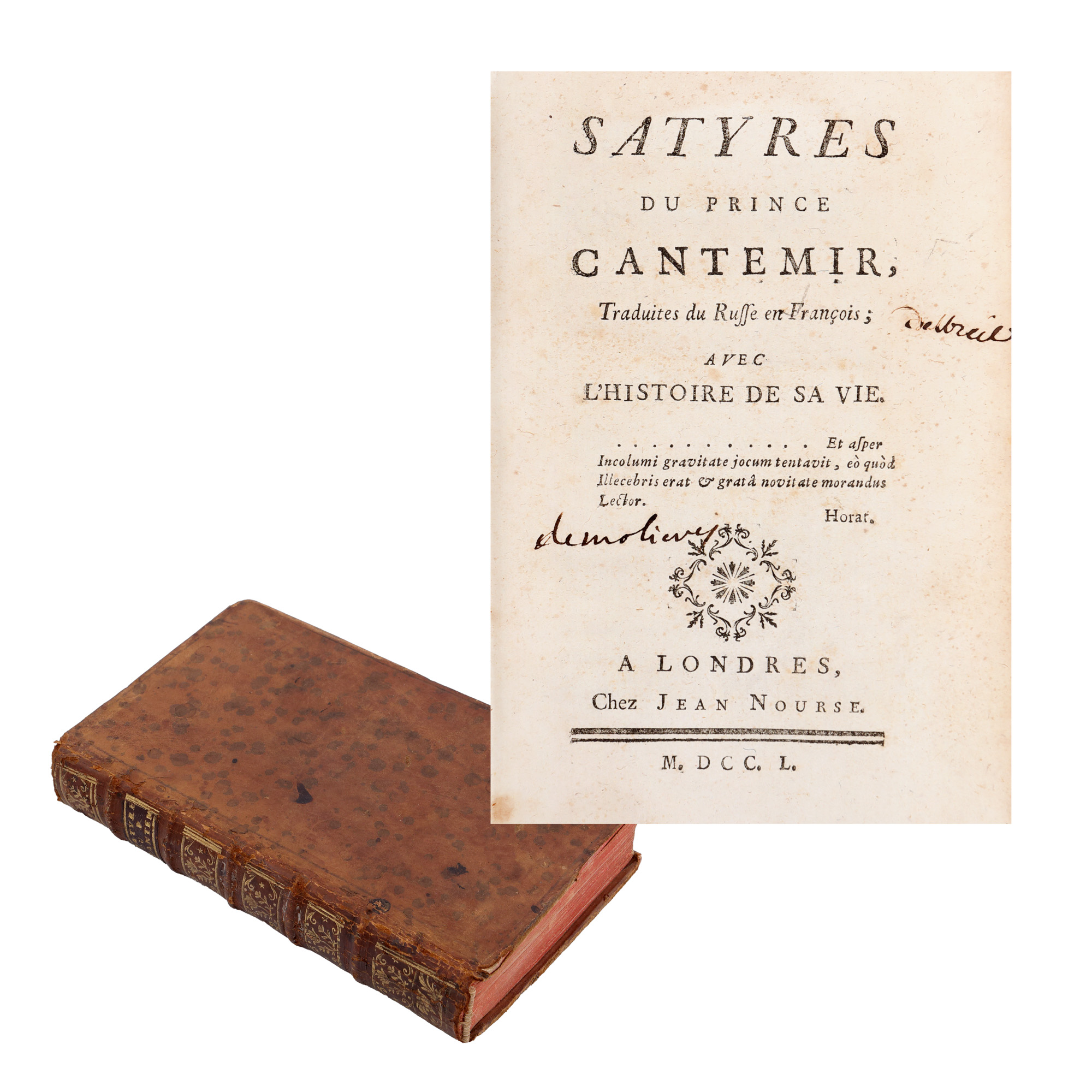 ”Satire”, de prințul Antioh Cantemir, ediție princeps, franceză, Londra, 1750, piesă de colecție