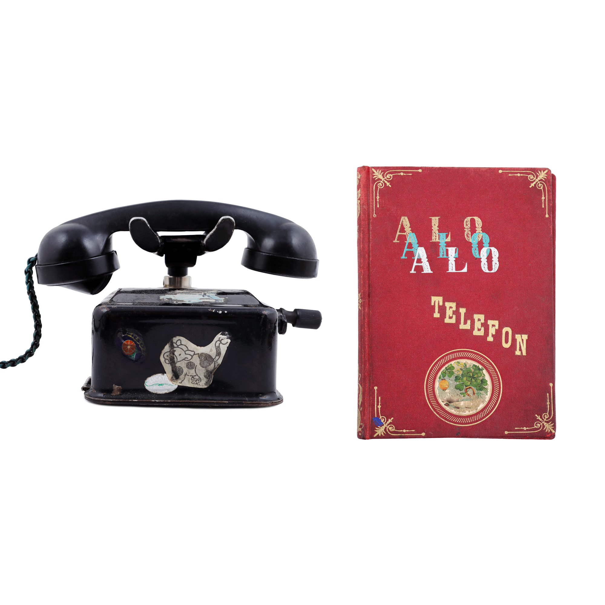 Lot consisting of crank telephone from the equipment of CFR stations, manufactured by Electromagnetica Bucharest and "Hello, Hello" telephone book, 1969