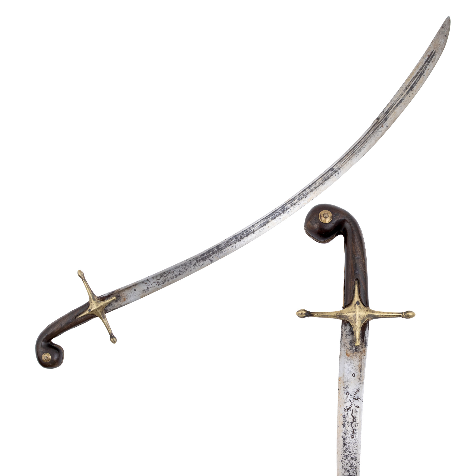 Ottoman kilij sword, second half of the 19th century, with zoomorphic model incised on blade