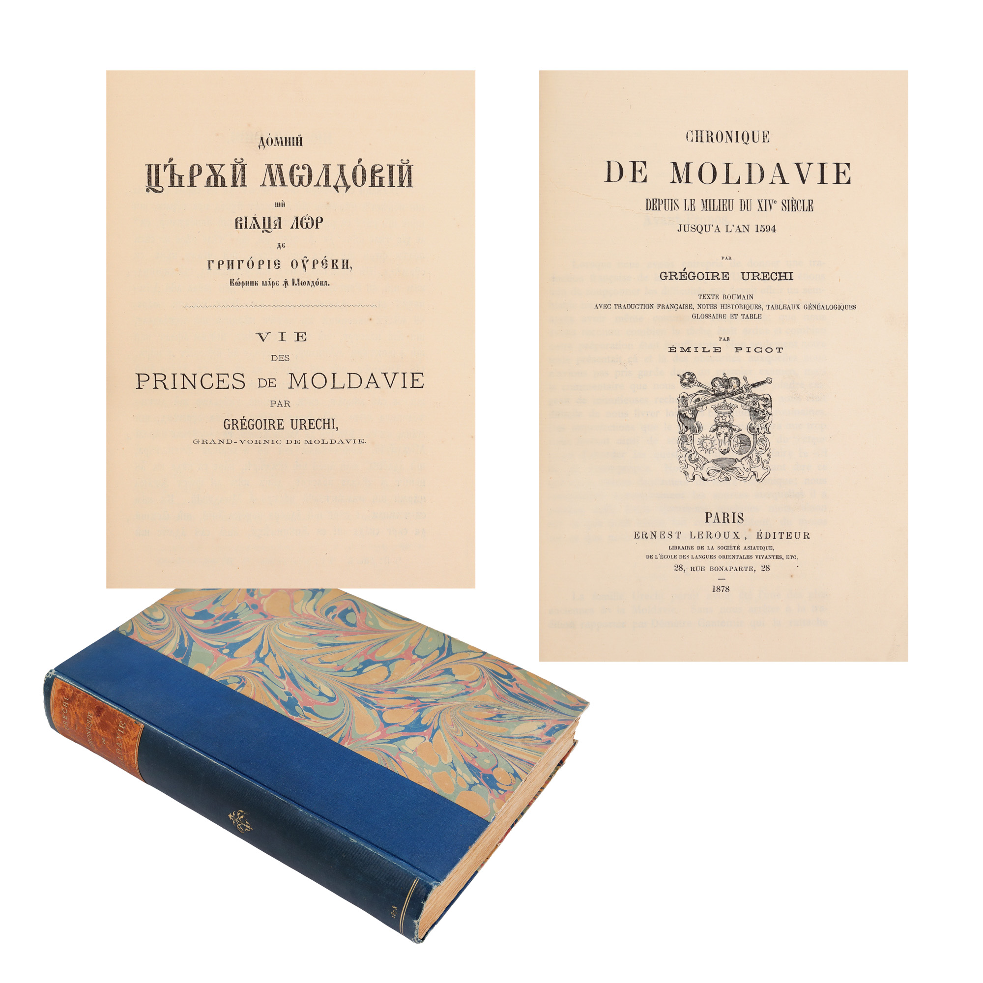 ”Letopisețul Țării Moldovei”, de Grigore Ureche, ediție bilingvă română-franceză, Paris, 1878, ediție bibliofilă