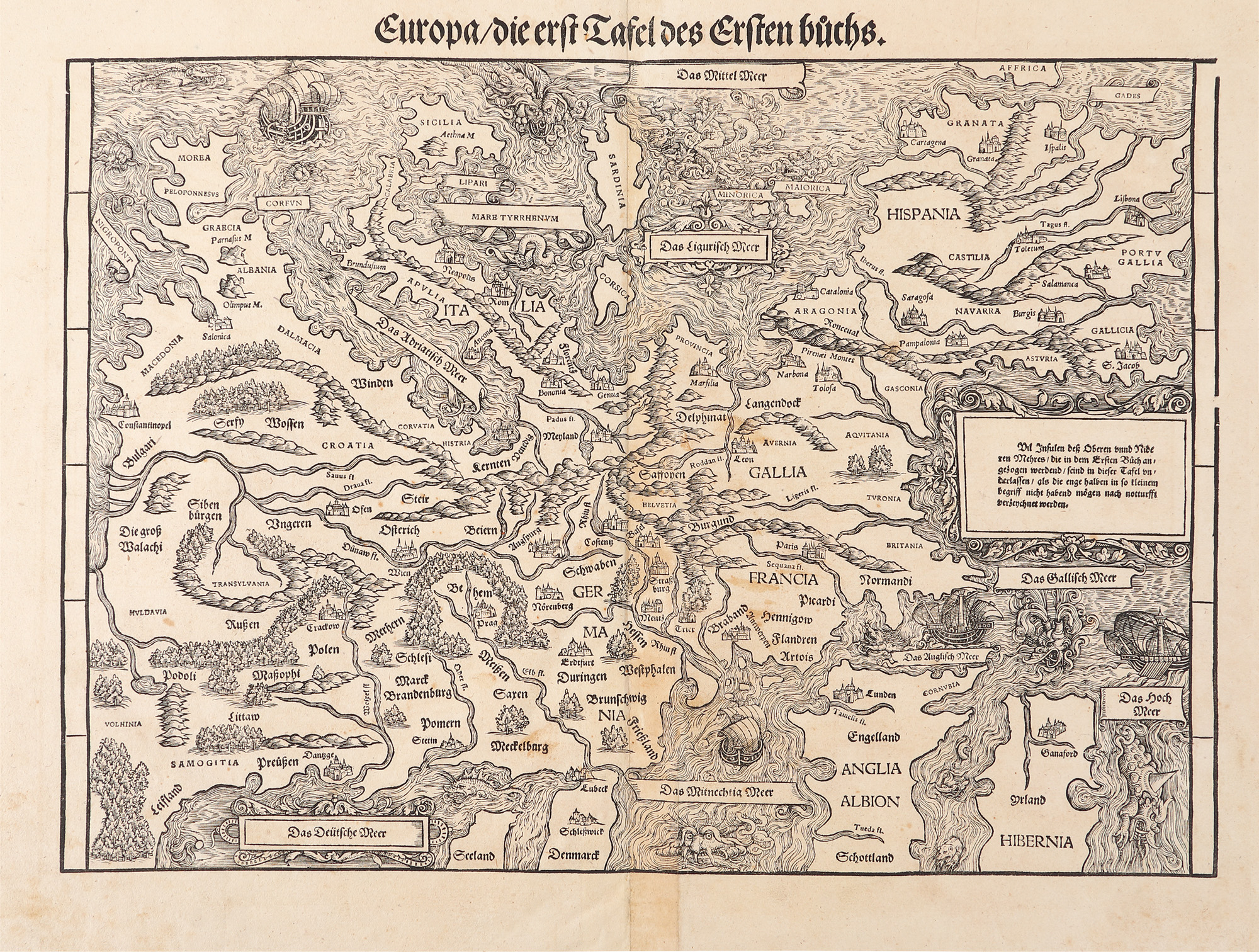 The first map "Europe", by Johann Stumpf, Zurich, 1562, rare collectible piece