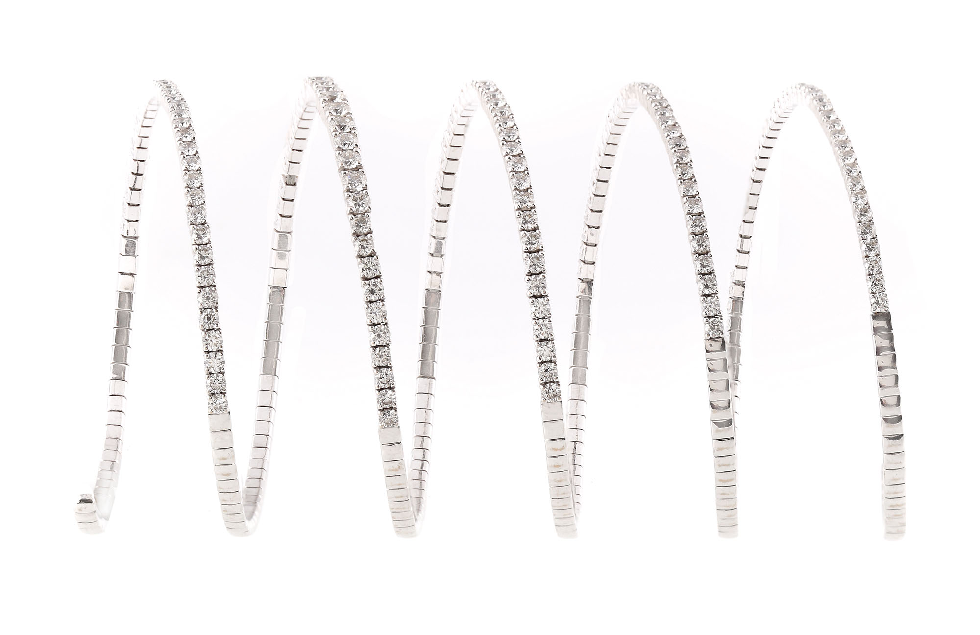 Magnificent white gold bracelet, with 5 rows of diamonds