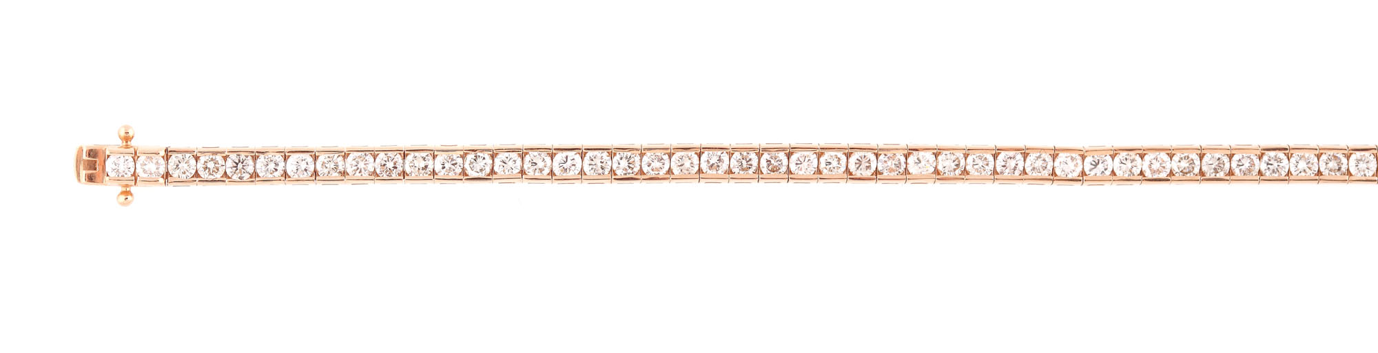 Rose gold tennis bracelet, decorated with diamonds