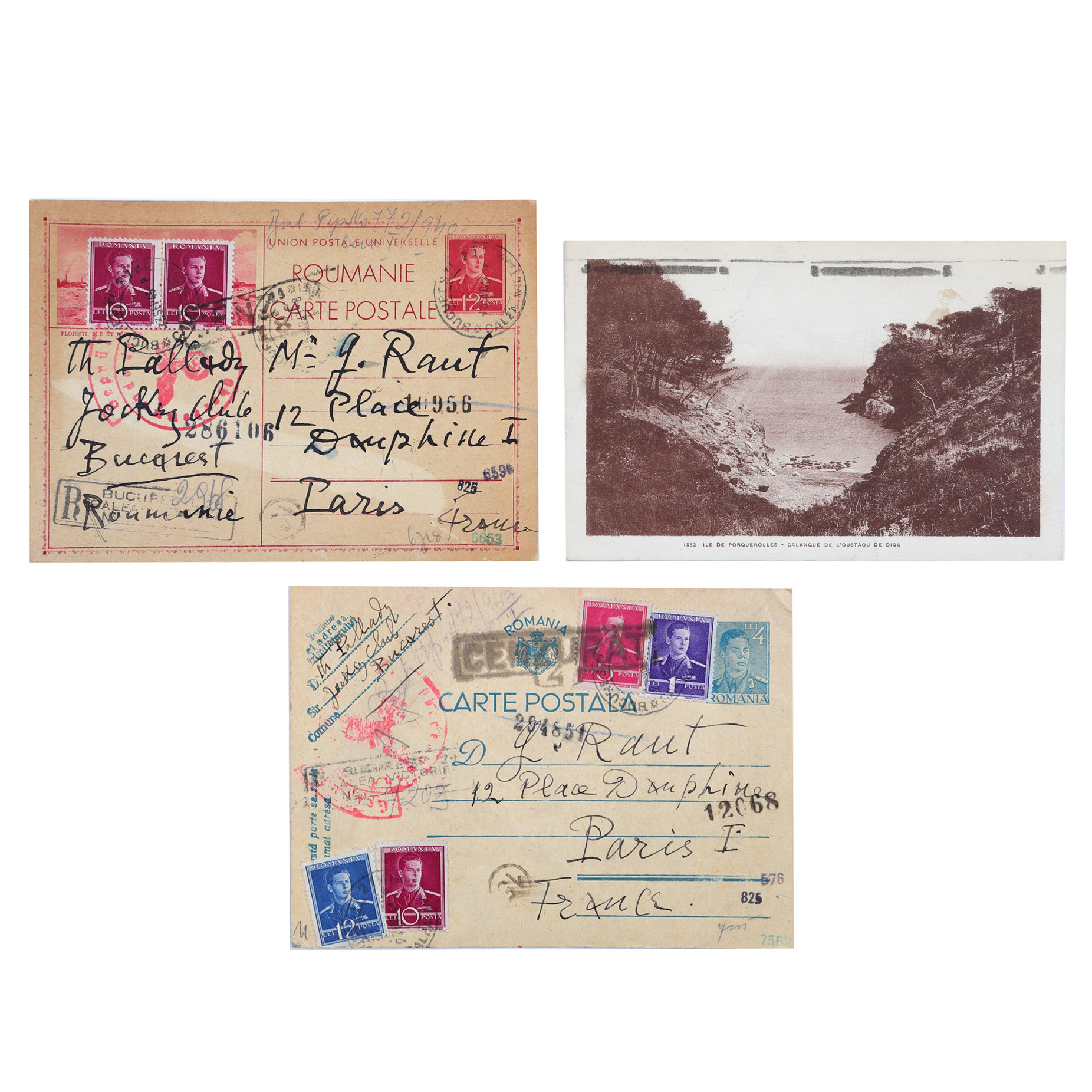 Lot consisting of three postcards sent by the painter Theodor Pallady to his friend and collector George Răut, 1940