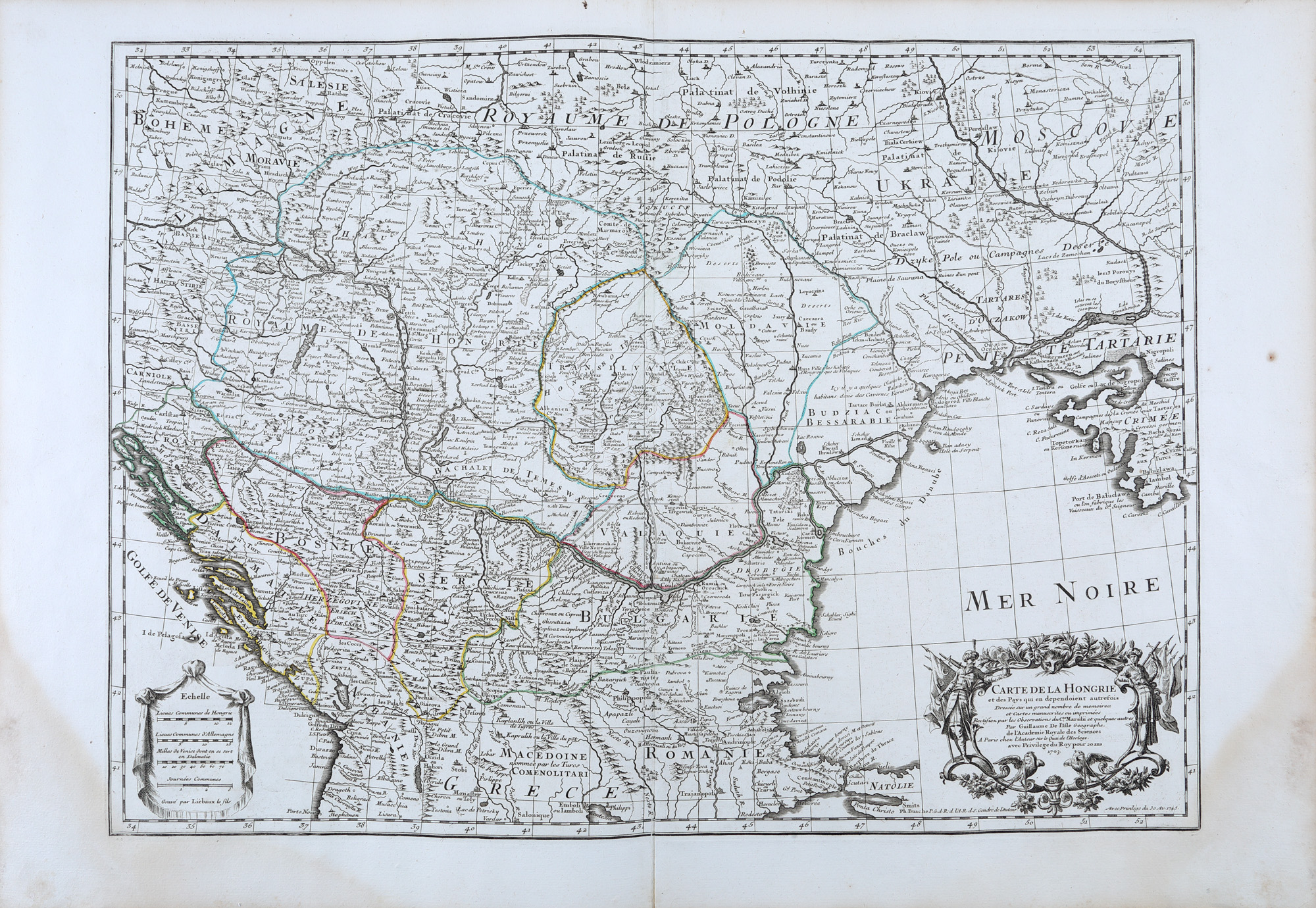"Map 'Hungary and the countries that belonged to it in the past', by Guillaume de l'Isle, Paris, 1703"