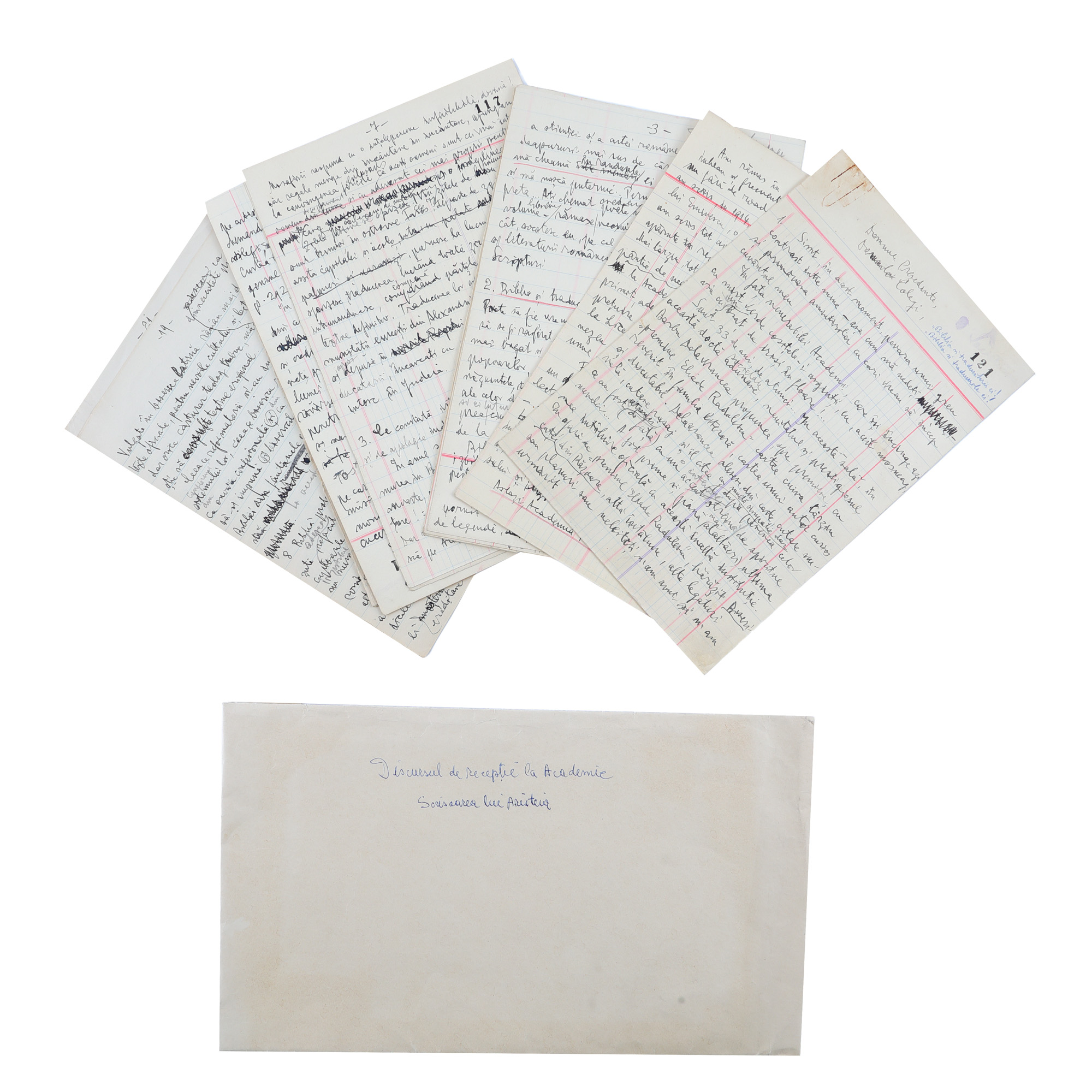 Amplu manuscris al discursului de recepție la Academia Română ținut de Gala Galaction, 1947, provine din colecția istorică Șerban Țuculescu-Maria Galaction