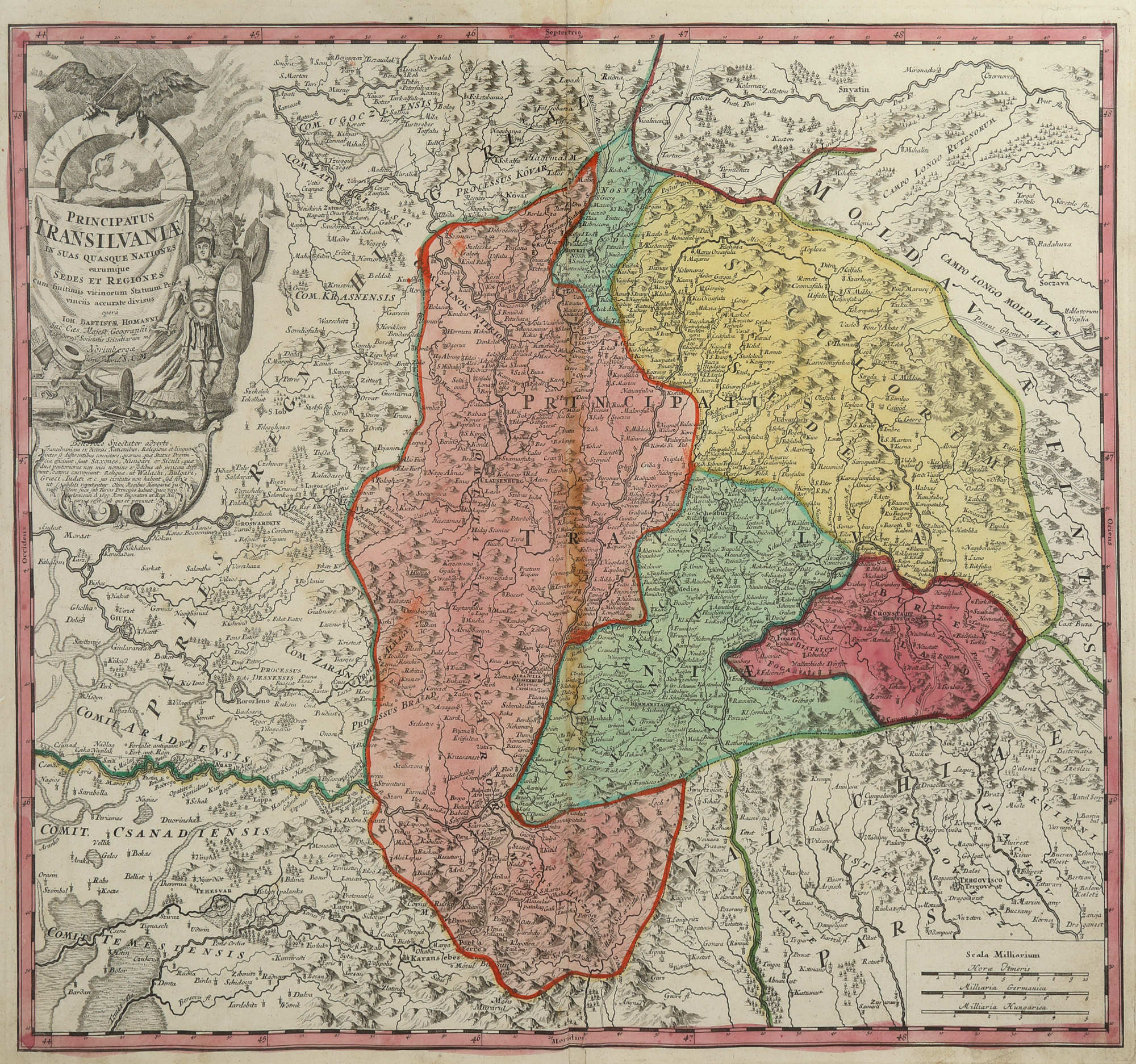 Hartă ”Transilvania”, de Johann Baptist Homann, Nürnberg, 1723