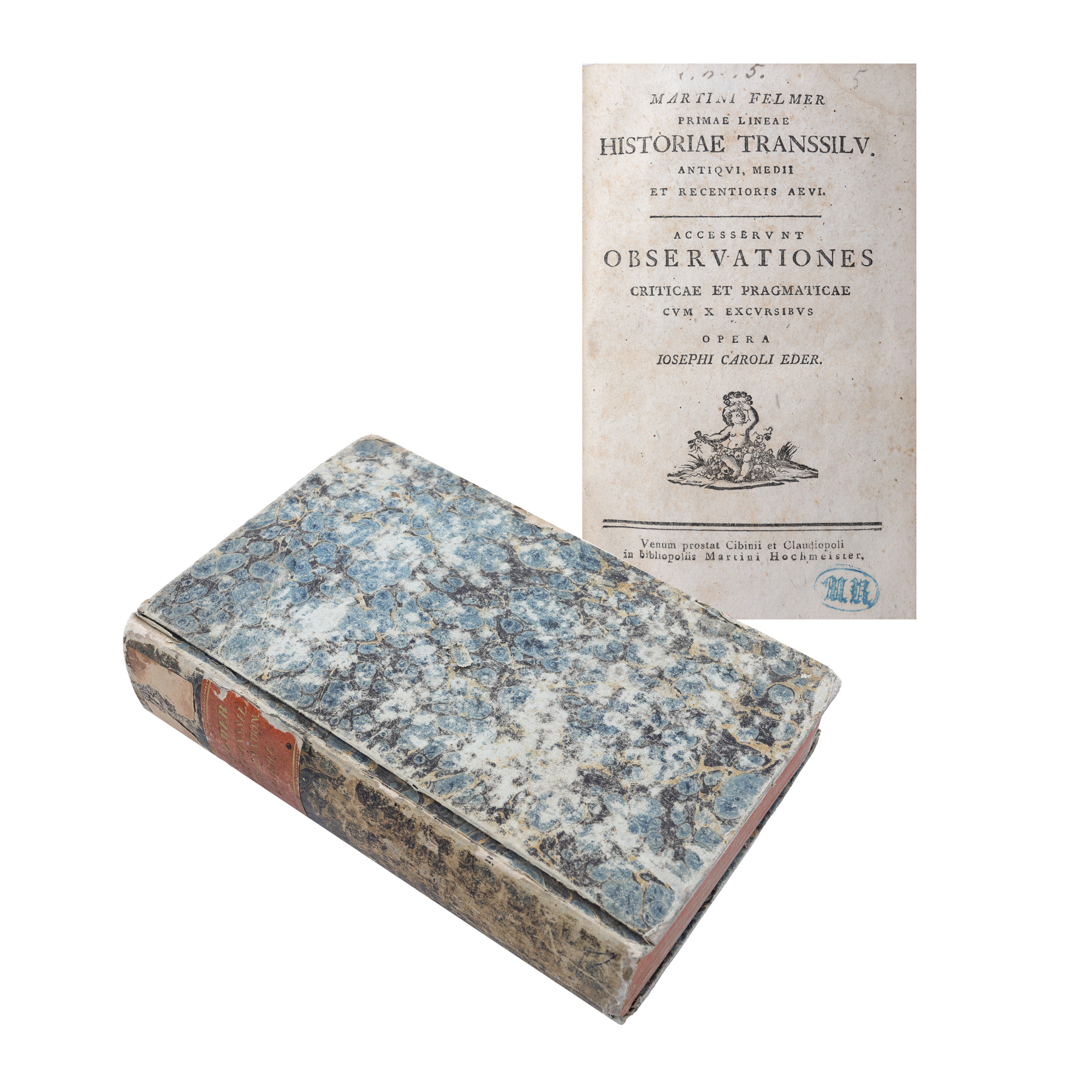 "Bound 'History of Transylvania', by Martini Felmer, Latin, Sibiu, 1779, and 'Critical and pragmatic observations on the history of Transylvania', by Iosephi Caroli Eder, Latin, Sibiu, 1803"
