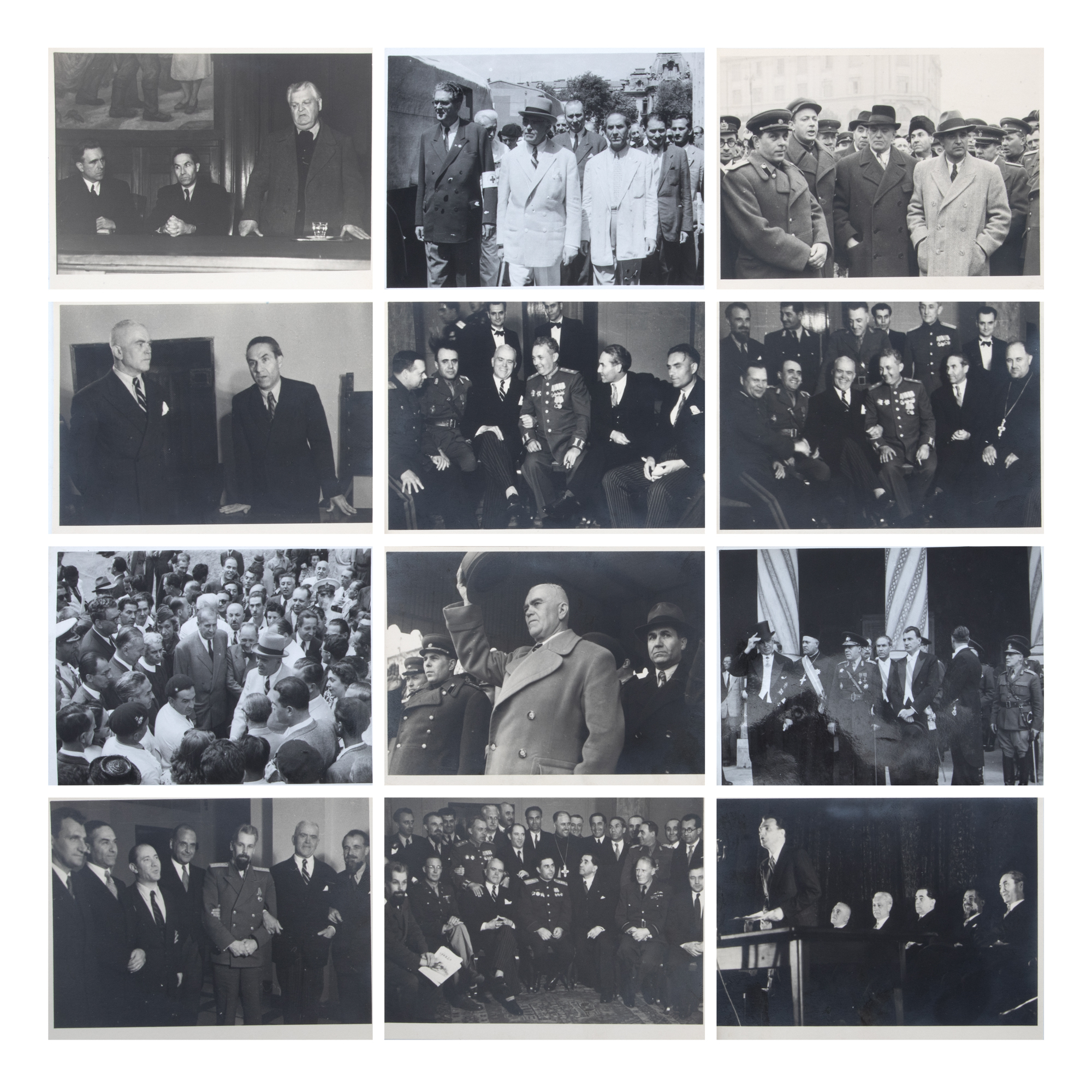 Lot of 12 photographs representing Petru Groza in various situations, 1945