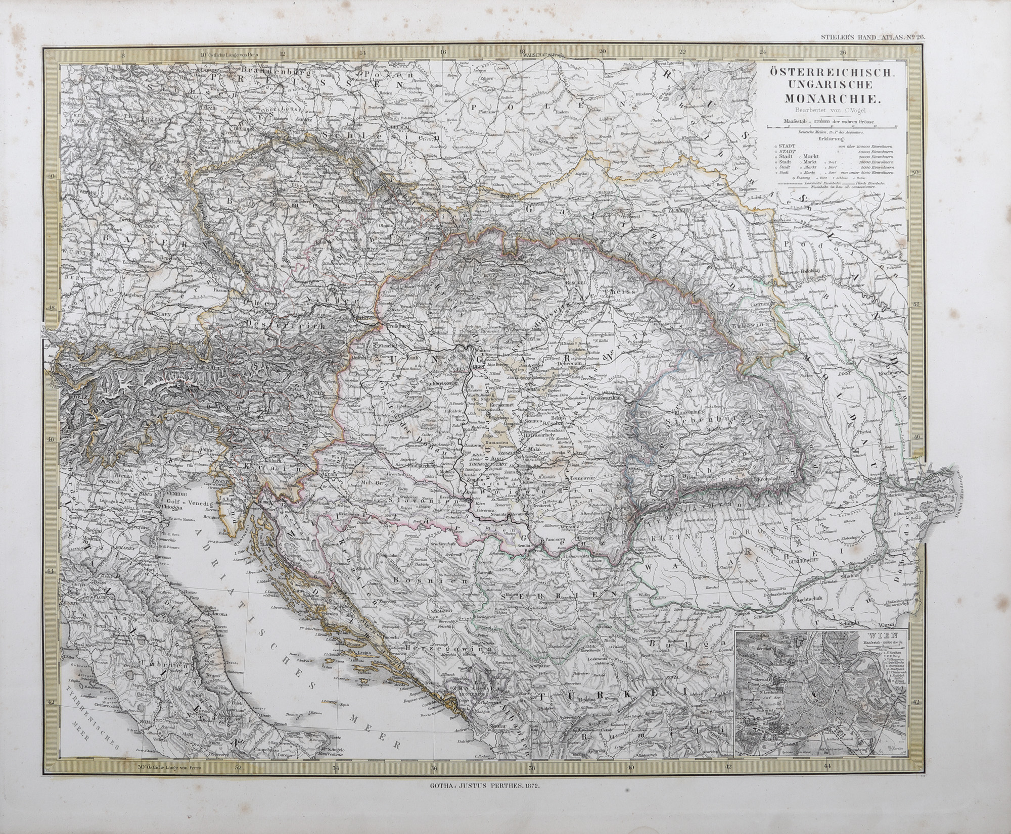 "Map of the Austro-Hungarian Monarchy" by Adolf Stieler, Gotha, 1872