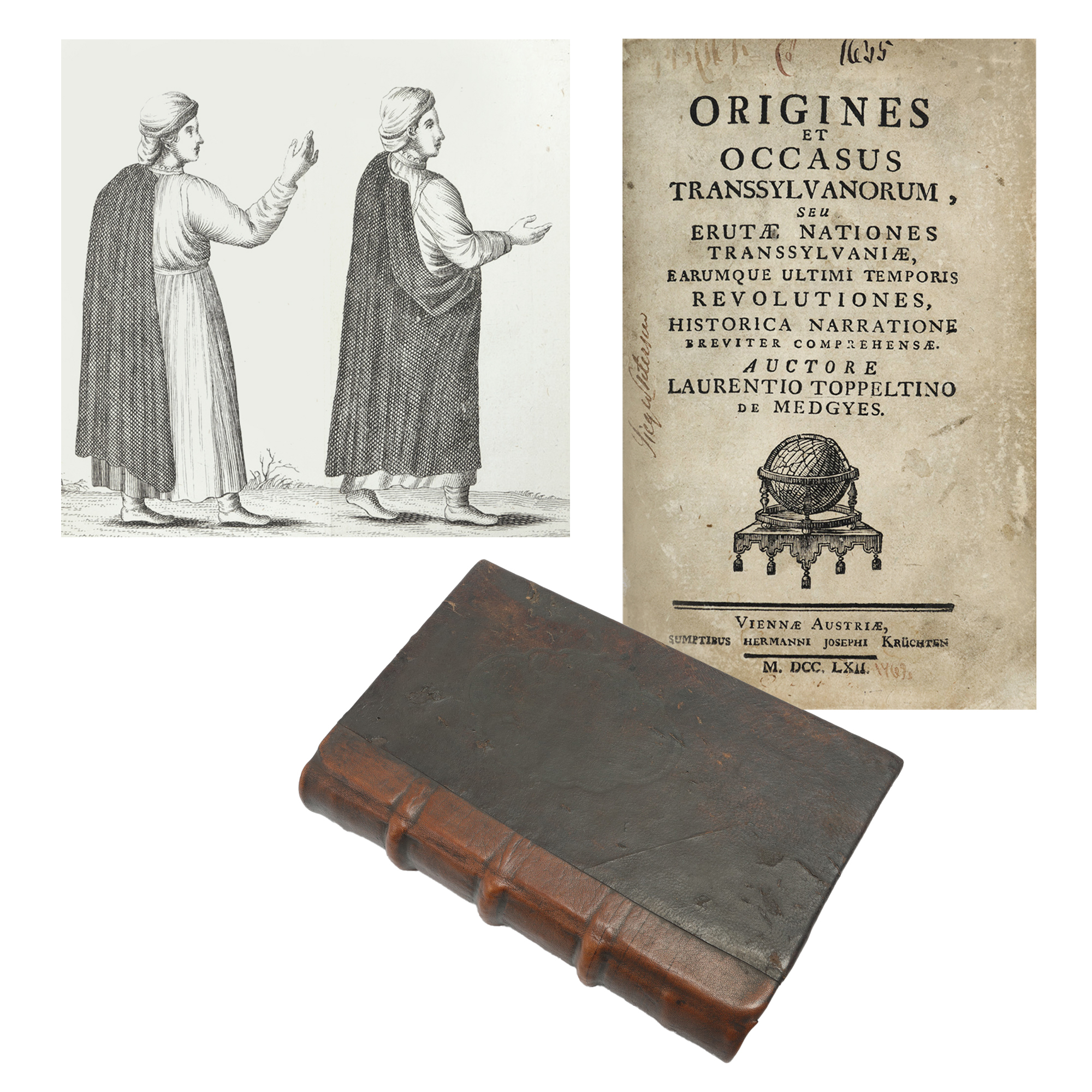 ”Formarea și decăderea Transilvaniei (Origines et occasus Transsylvanorum)”, de Laurentiu Toppeltino, latină, Viena, 1762, cu zece gravuri