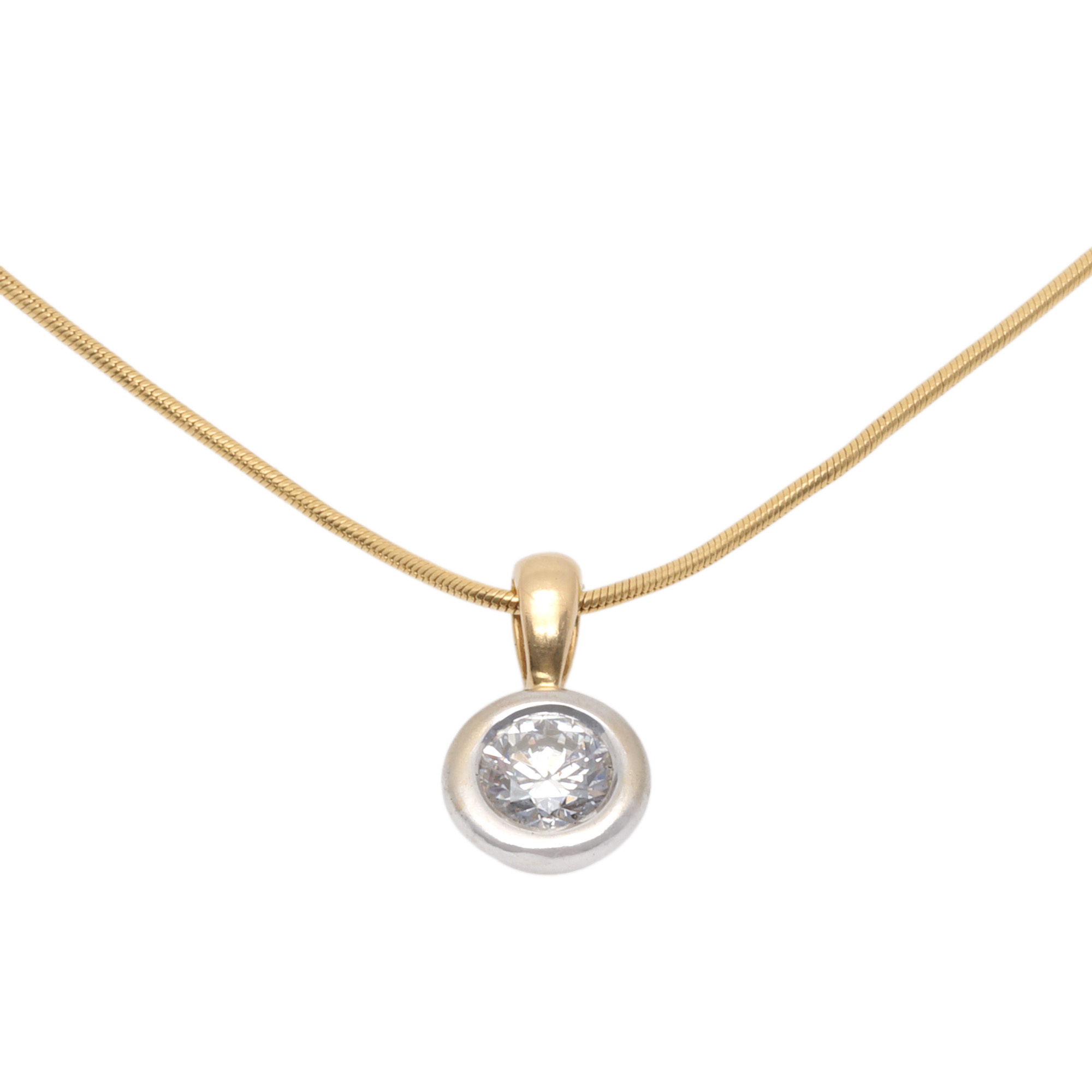 Gold pendant necklace, decorated with diamond