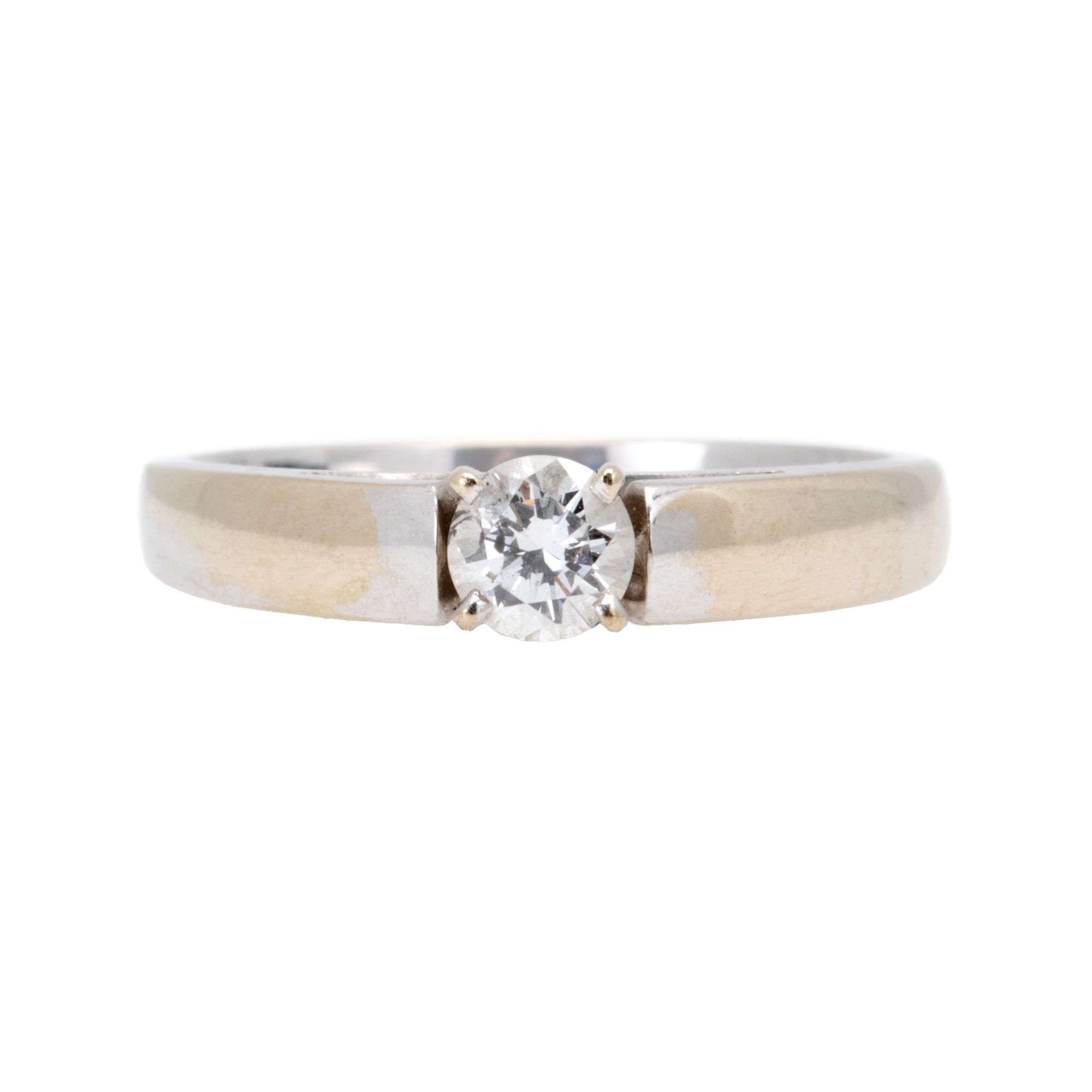 Inel solitaire din aur alb, decorat cu diamant