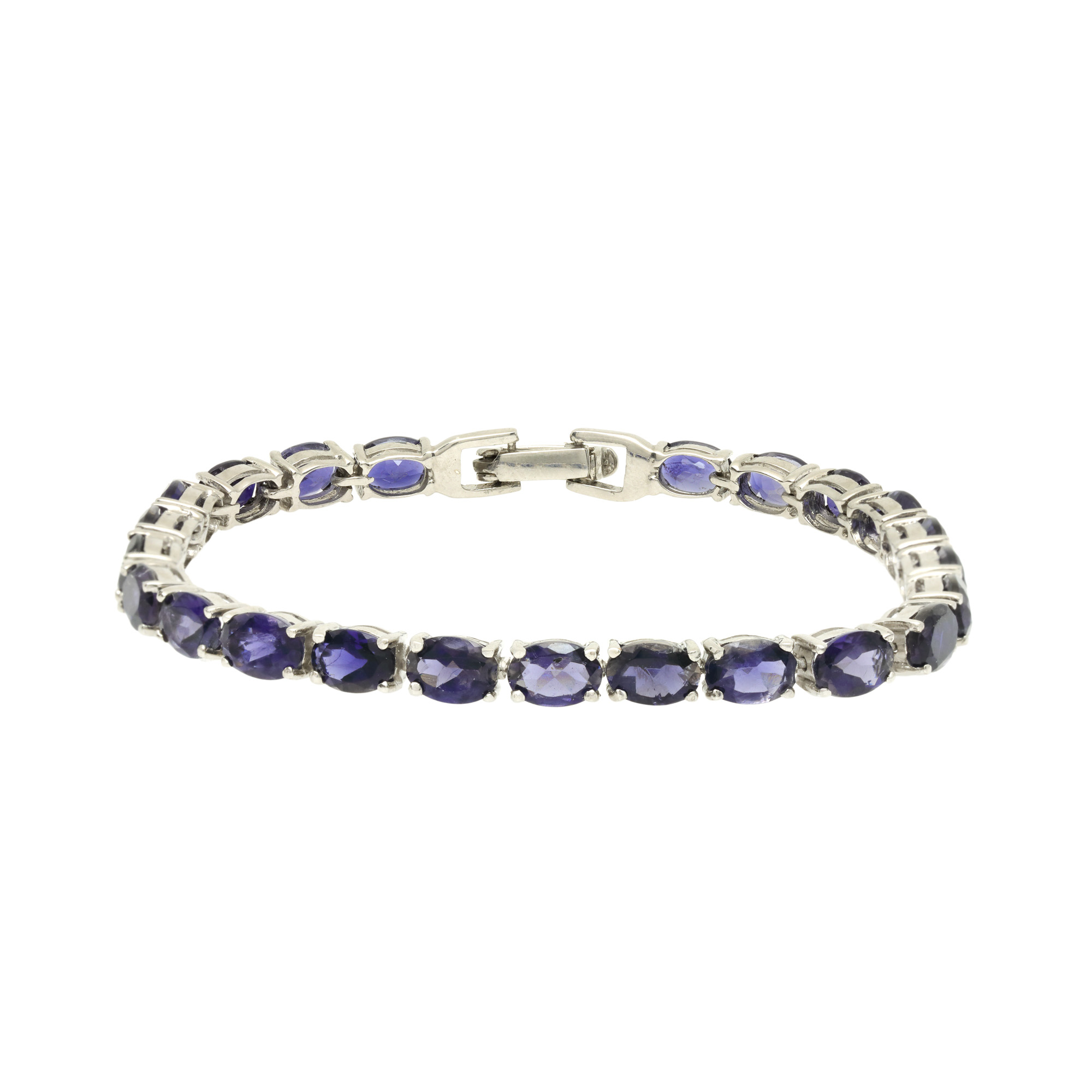 Silver bracelet, decorated with iolites