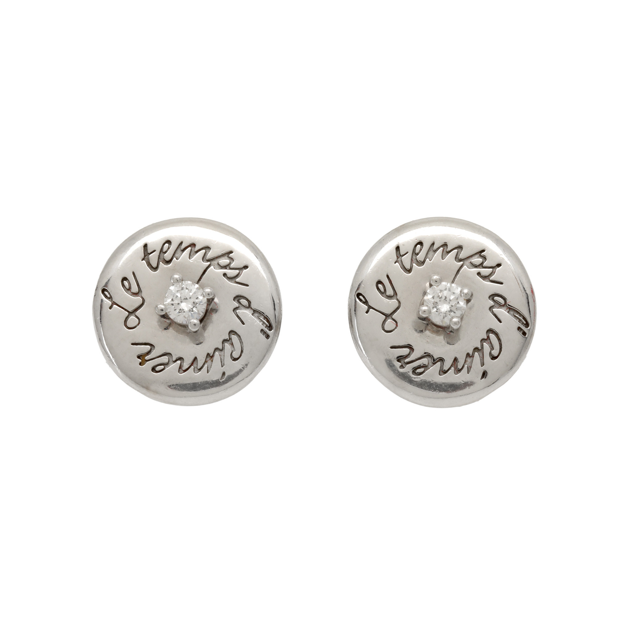 Pair of Cellini earrings, in white gold, adorned with diamonds, accompanied by a gemological certificate