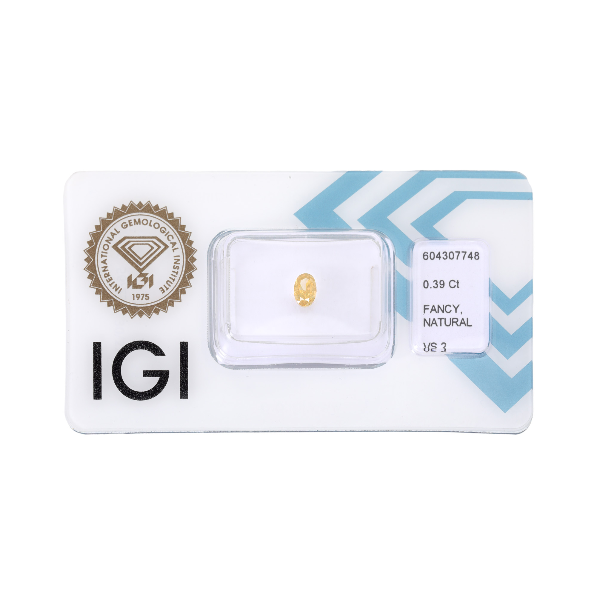 Modified Brilliant Oval Diamond, 0.39 ct., accompanied by IGI certificate