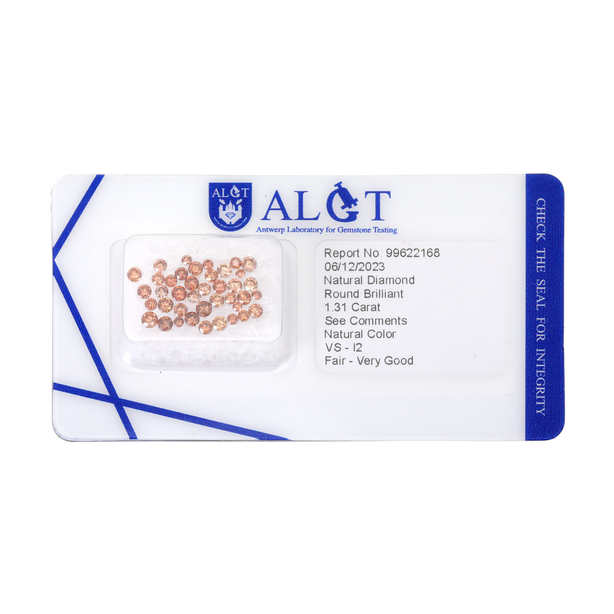 Package of Natural Round Brilliant Diamonds, approx. 1.31 ct., accompanied by ALGT Gemological Certificate