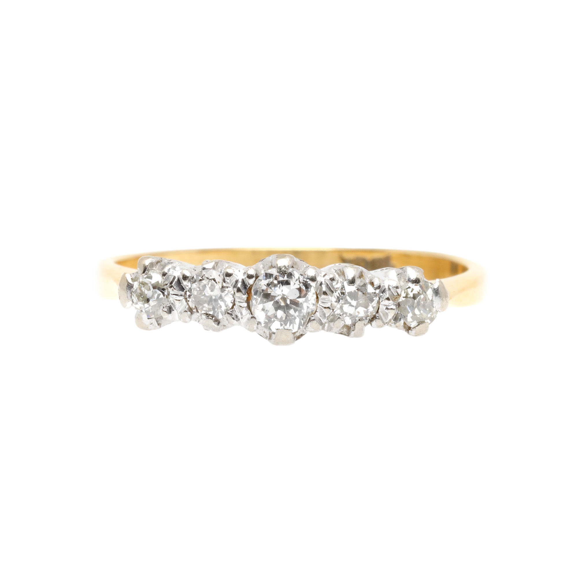 Bicolor gold ring, decorated with diamonds