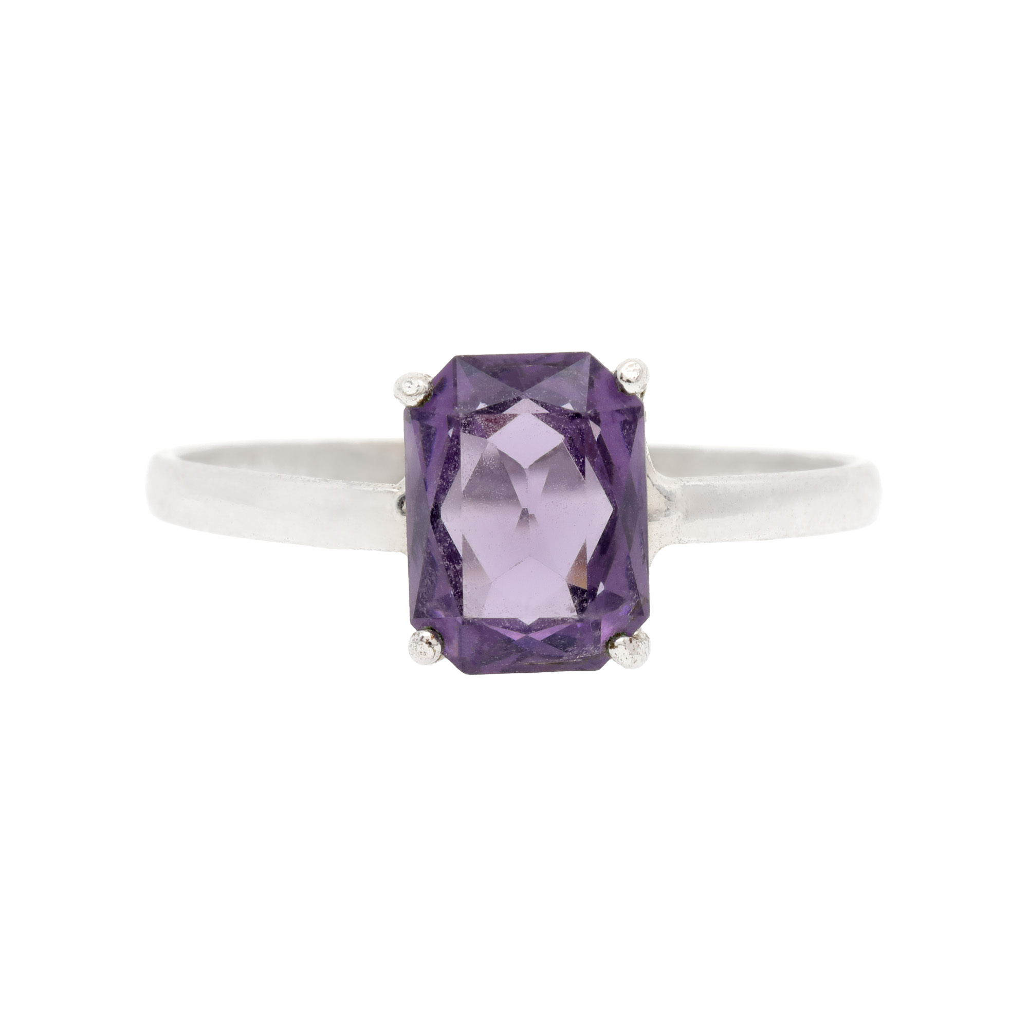 Silver ring, decorated with amethyst, circa 1960