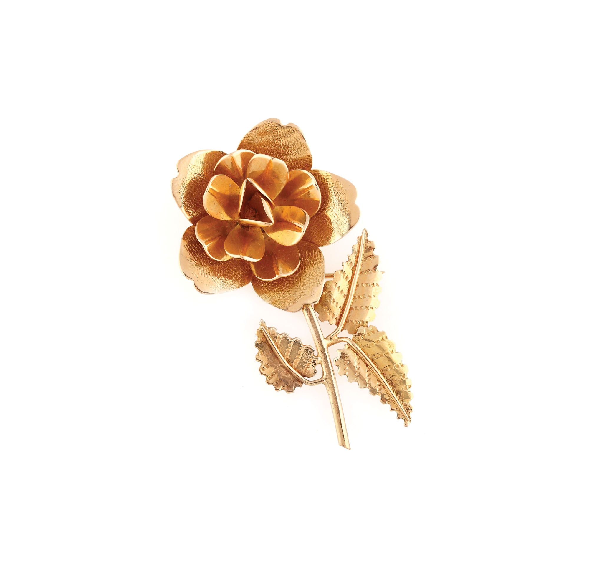 Handmade flower-shaped gold brooch
