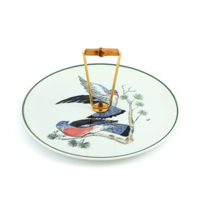 Platou Gien, cu mâner din bambus, pentru brânzeturi, cca. 1960-1970