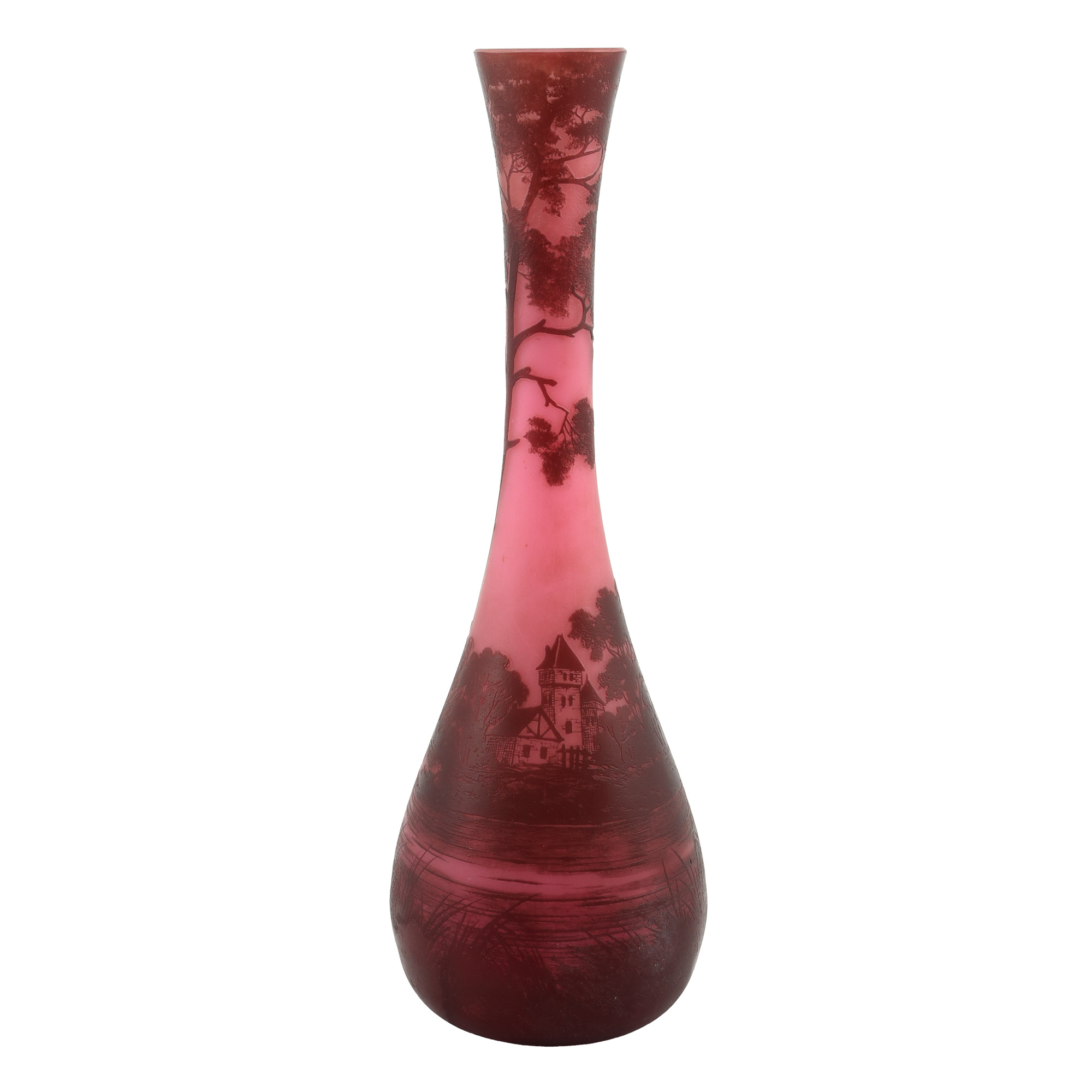 Richard Vase, made of cameo glass, decorated with lakeland scenery, cca. 1925