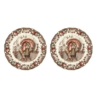 "His Majesty" - pair of Johnson Bros porcelain platters, decorated with turkeys