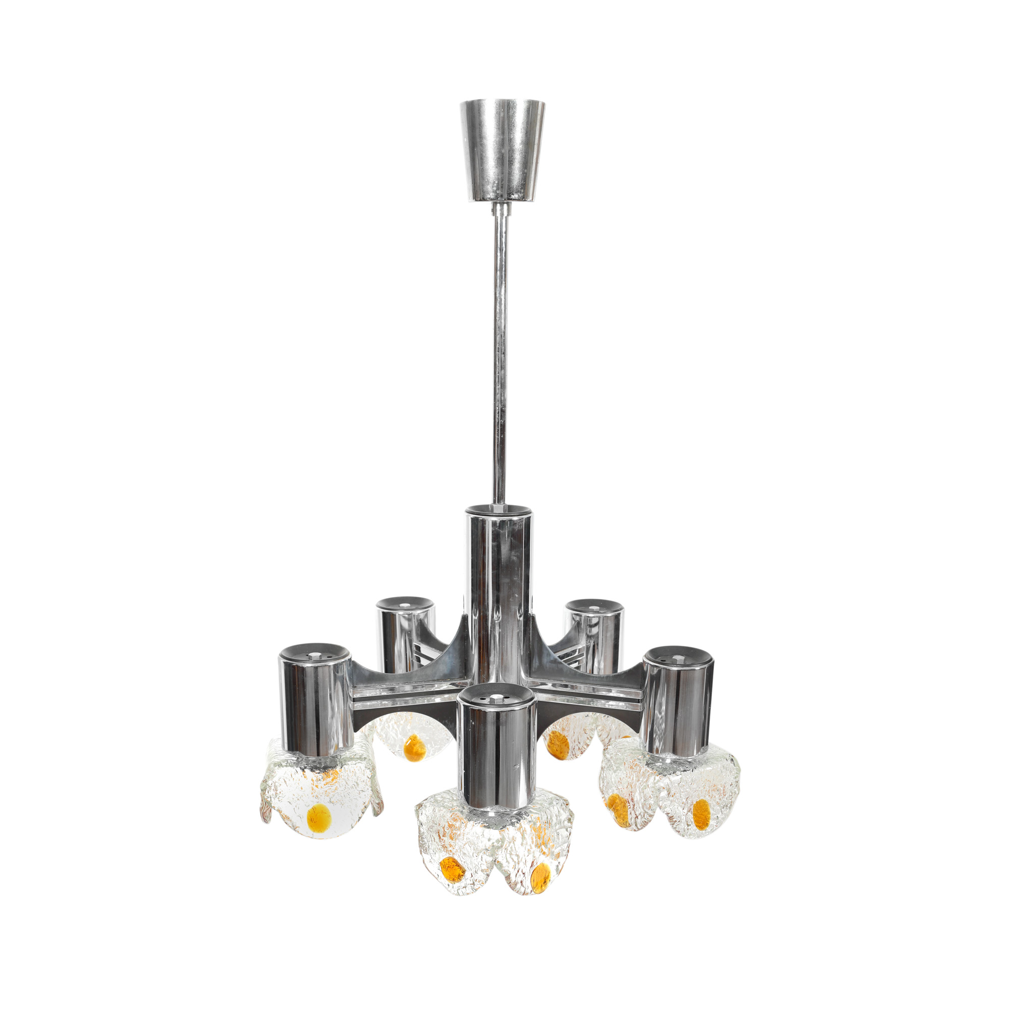 Mazzega Chandelier with five Murano glass globes, cca. 1970-1980