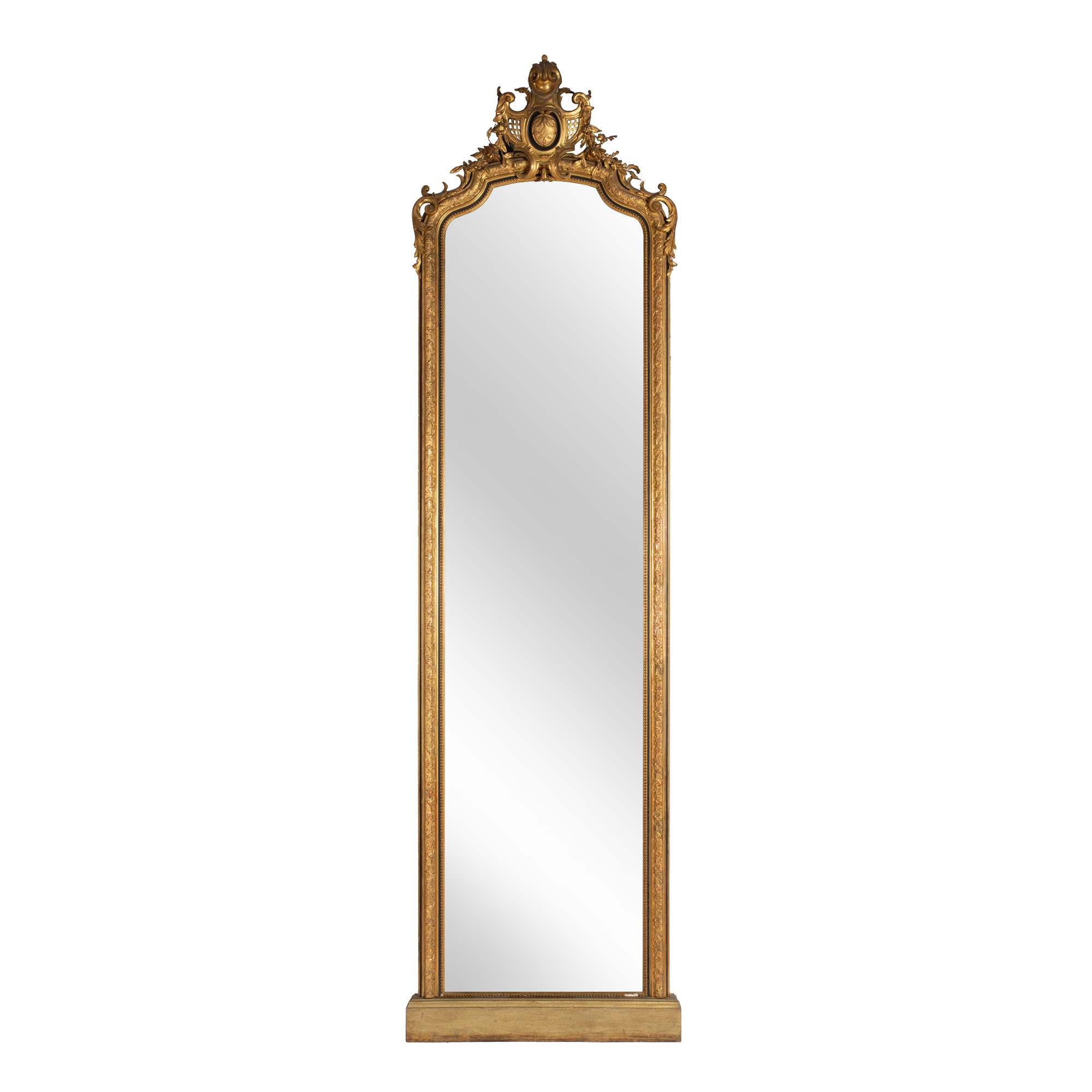 Tall hallway mirror in Regence manner, decorated with vegetal motifs, end of the 19th century, from the collection of Marina Dimitropoulos