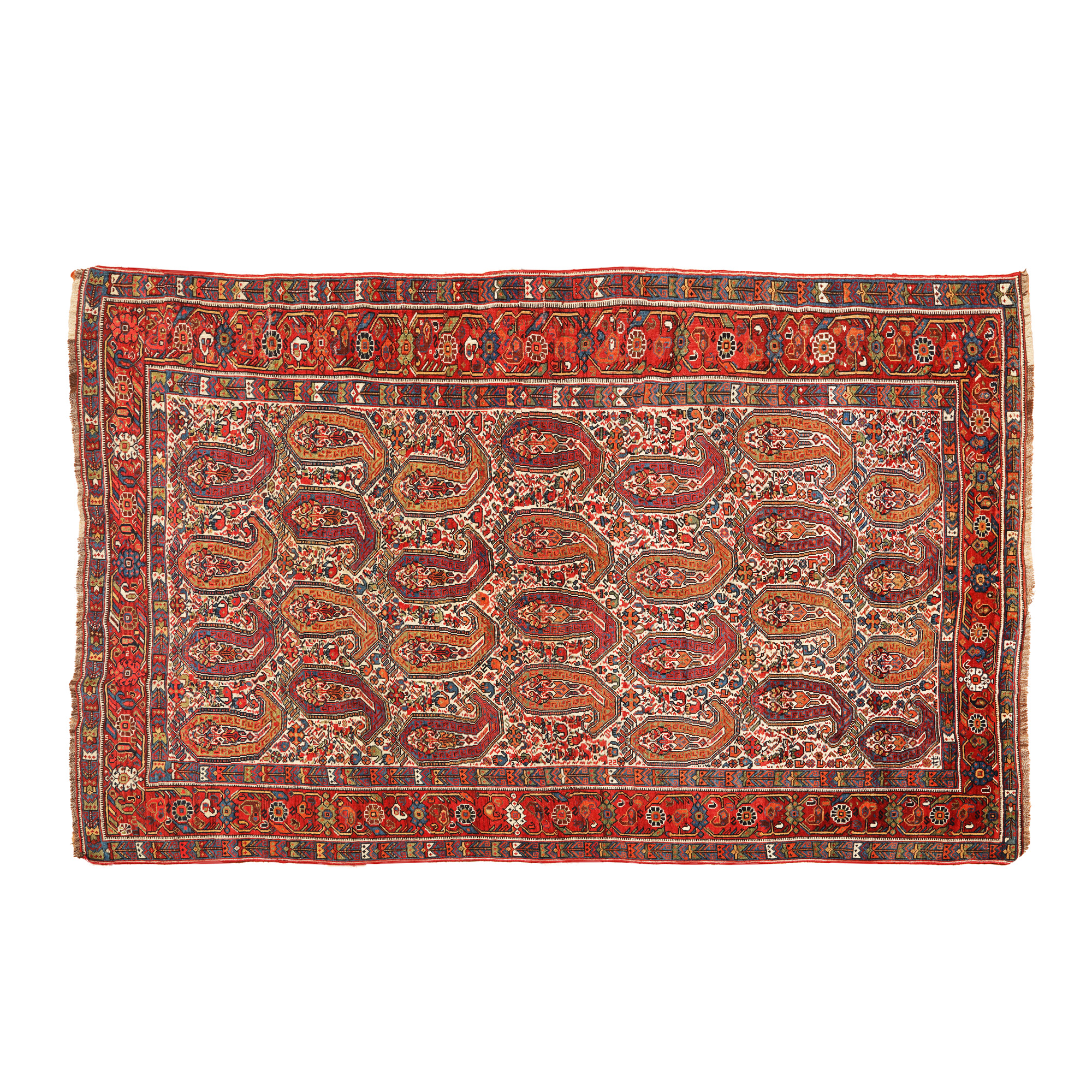 Covor Khamseh Baharlu din lână, model ”Boteh”, Iran, sfârșitul sec. XIX