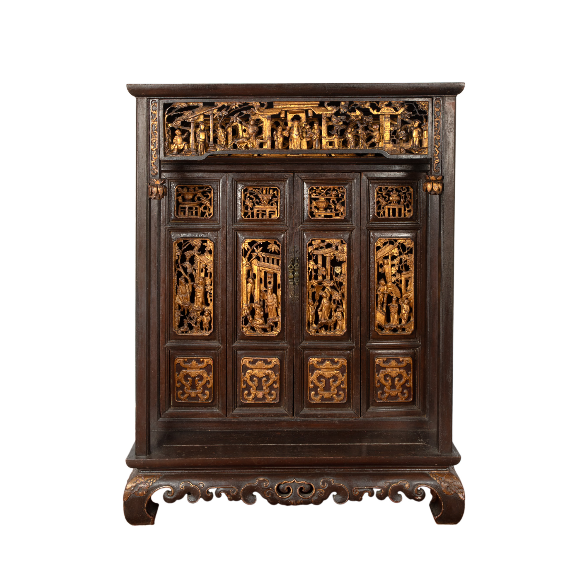 Cabinet din lemn aurit, perioada dinastiei Qing, China, sec. XVIII