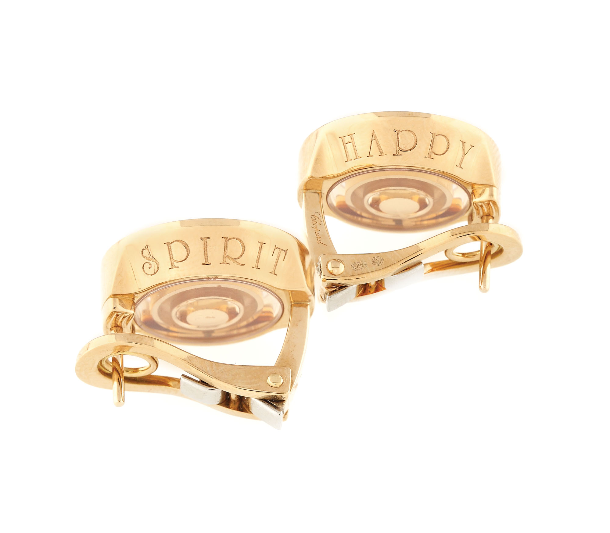 Pair of Chopard Happy Diamonds gold earrings