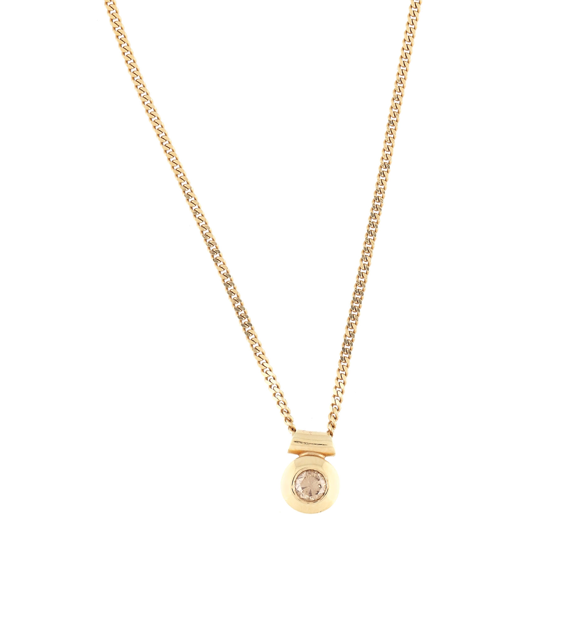 Gold chain and pendant ornate with one diamond