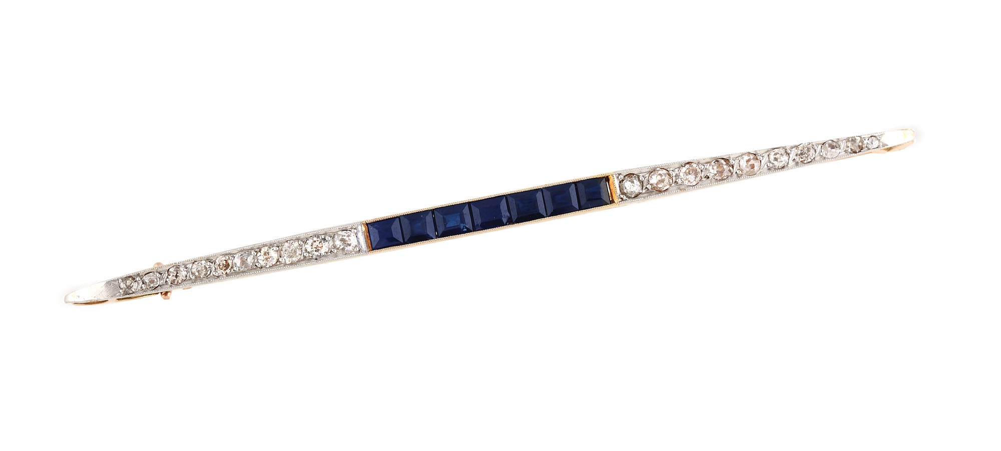 Gold brooch decorated with diamonds and sapphires, ca. 1910-1920