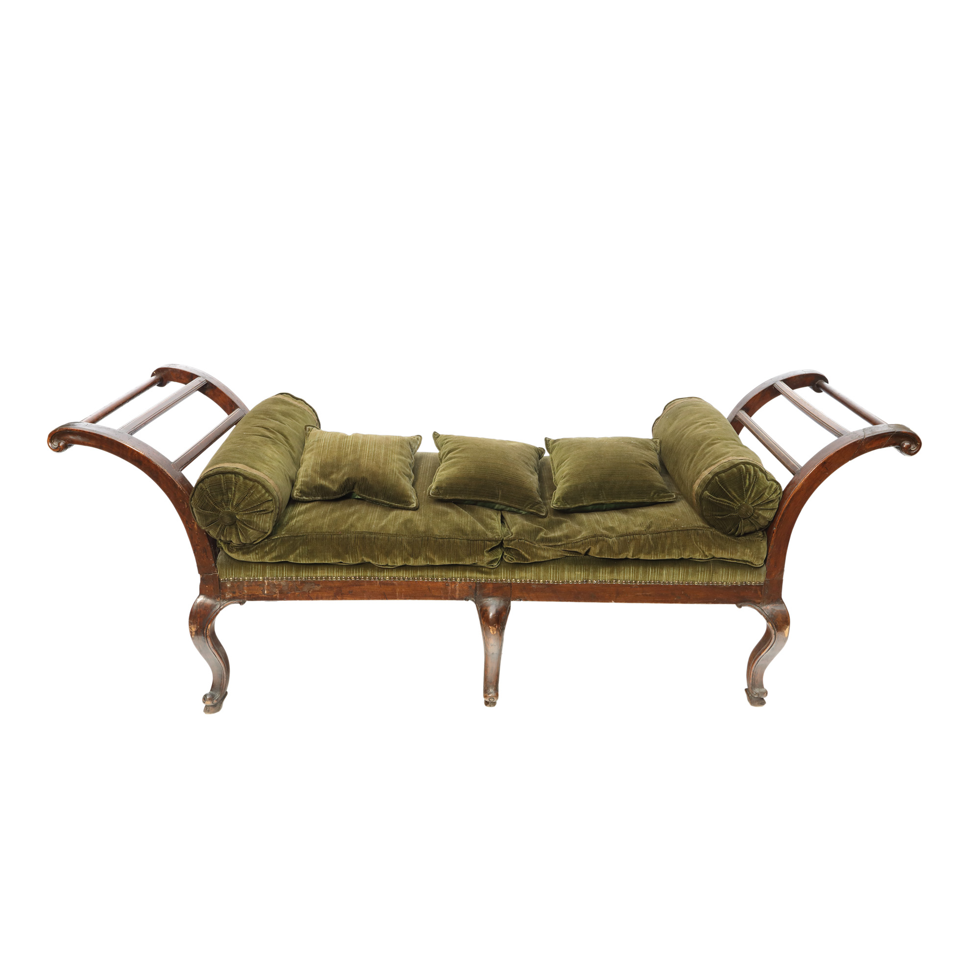 Eclectic style divan, made of wood and velvet, end of the 19th century, from the collection of Prof. Costin Murgescu and filmmaker Ecaterina Oproiu