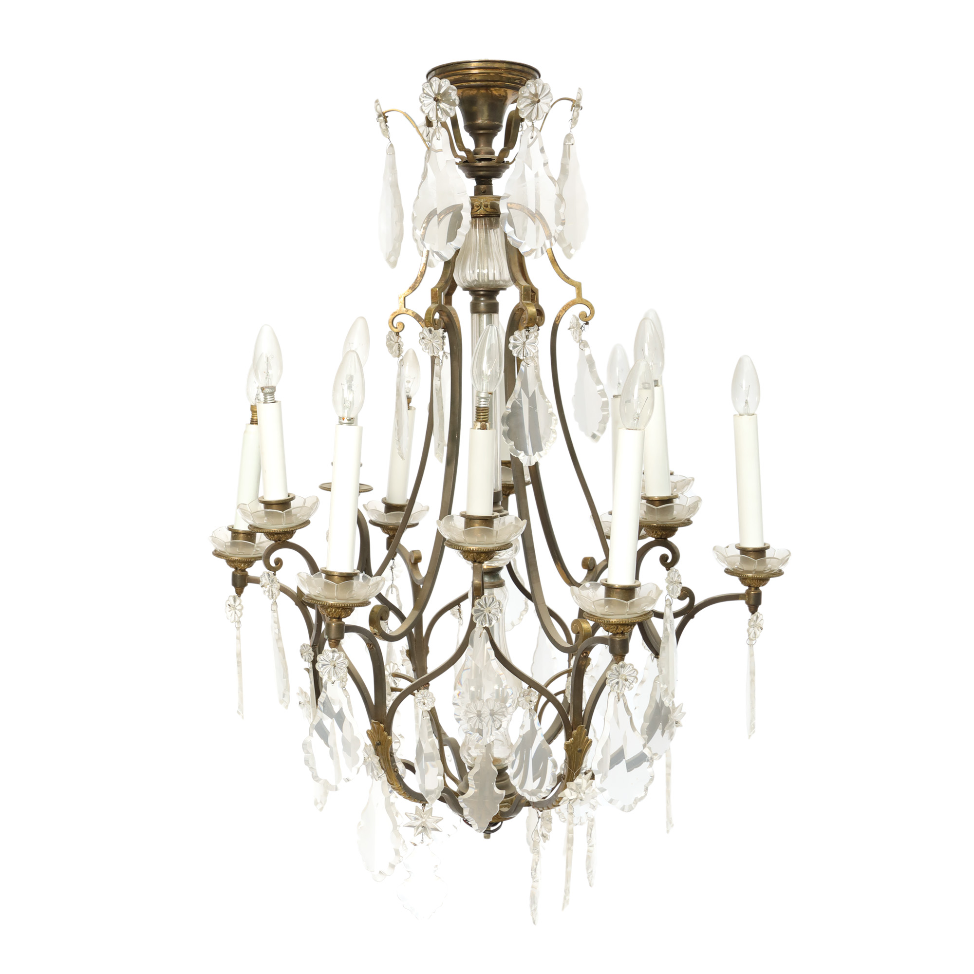 Louis XV gilt bronze chandelier, decorated with crystal elements, early 20th century, from the collection of Prof. Costin Murgescu and filmmaker Ecaterina Oproiu