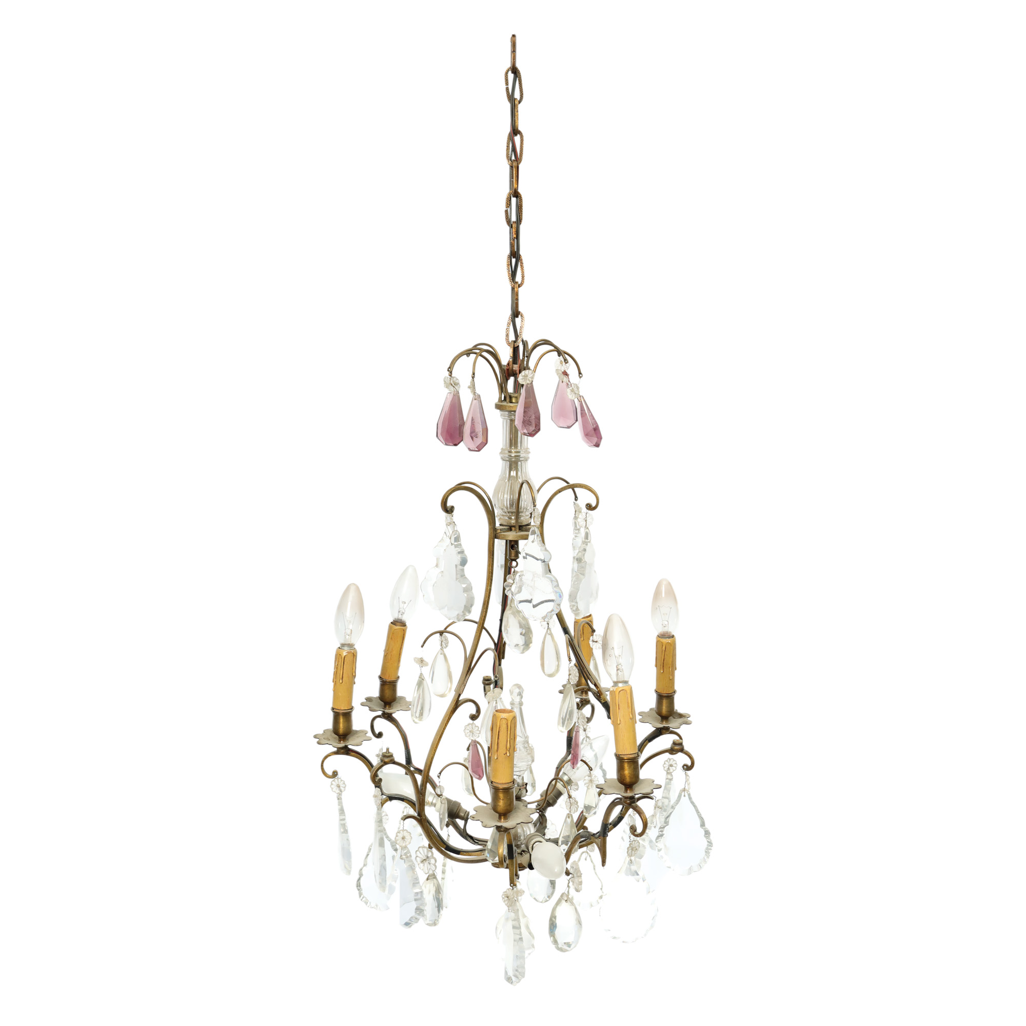 Louis XV gilt bronze chandelier, decorated with crystal elements, early 20th century, from the collection of Prof. Costin Murgescu and filmmaker Ecaterina Oproiu