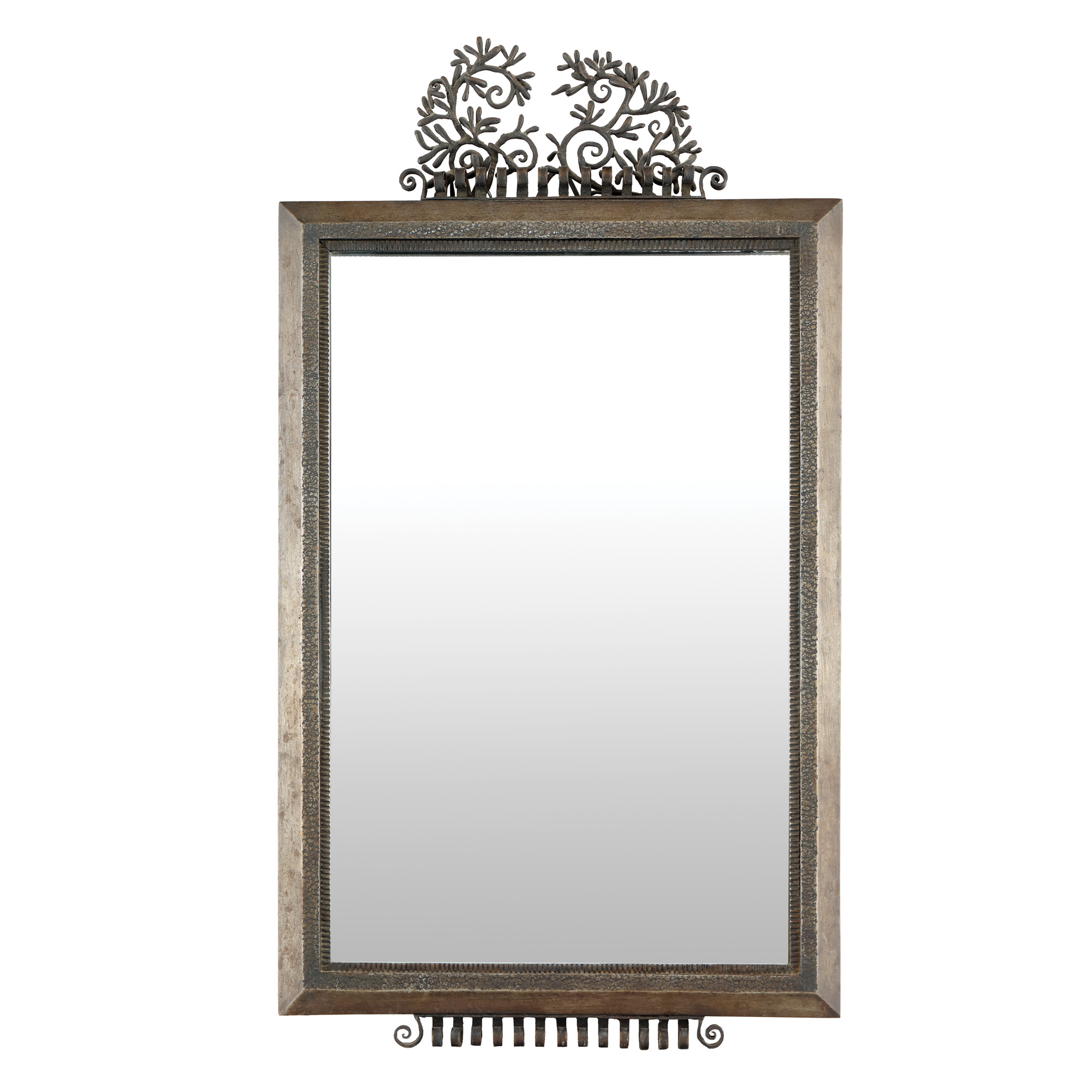 Wrought iron wall mirror, mid 20th century, from the collection of Prof. Costin Murgescu and filmmaker Ecaterina Oproiu