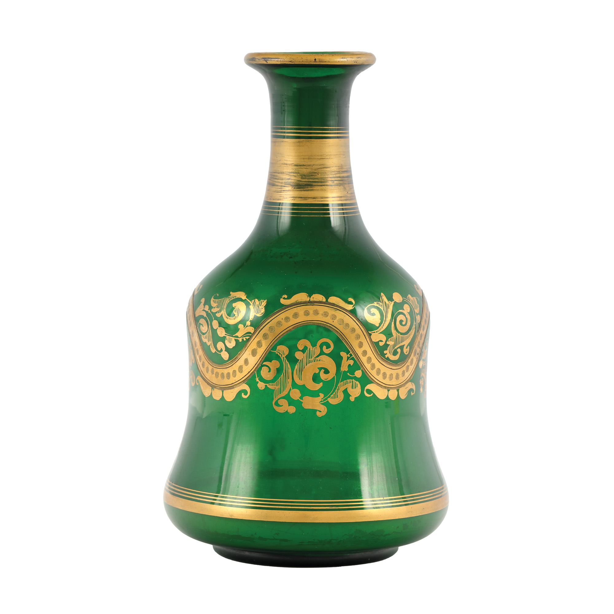 Bohemian glass vase, painted with gold, early 20th century, comes from the collection of Prof. Costin Murgescu and filmmaker Ecaterina Oproiu