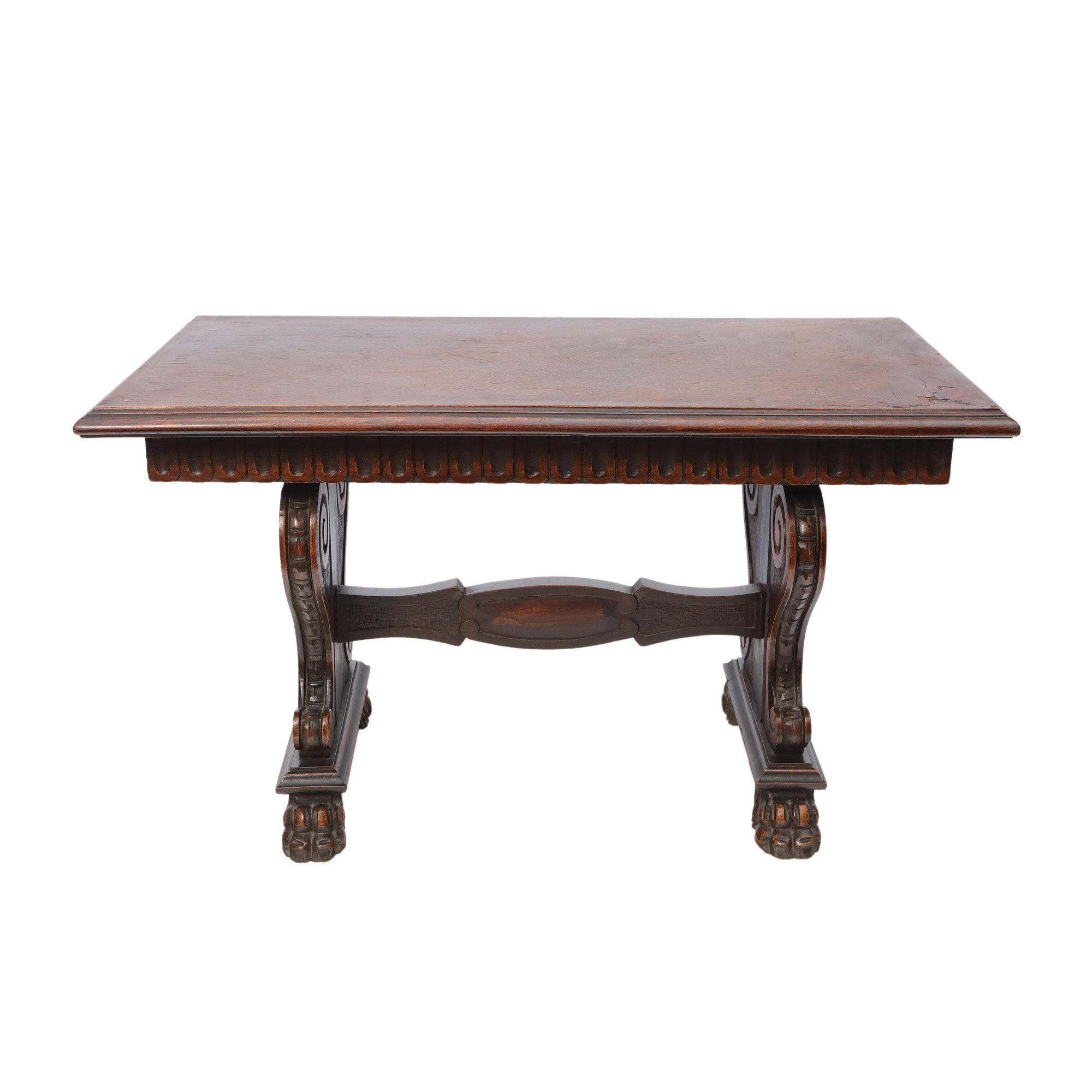 Neo-Renaissance style wooden table, early 20th century, from the collection of Prof. Costin Murgescu and filmmaker Ecaterina Oproiu